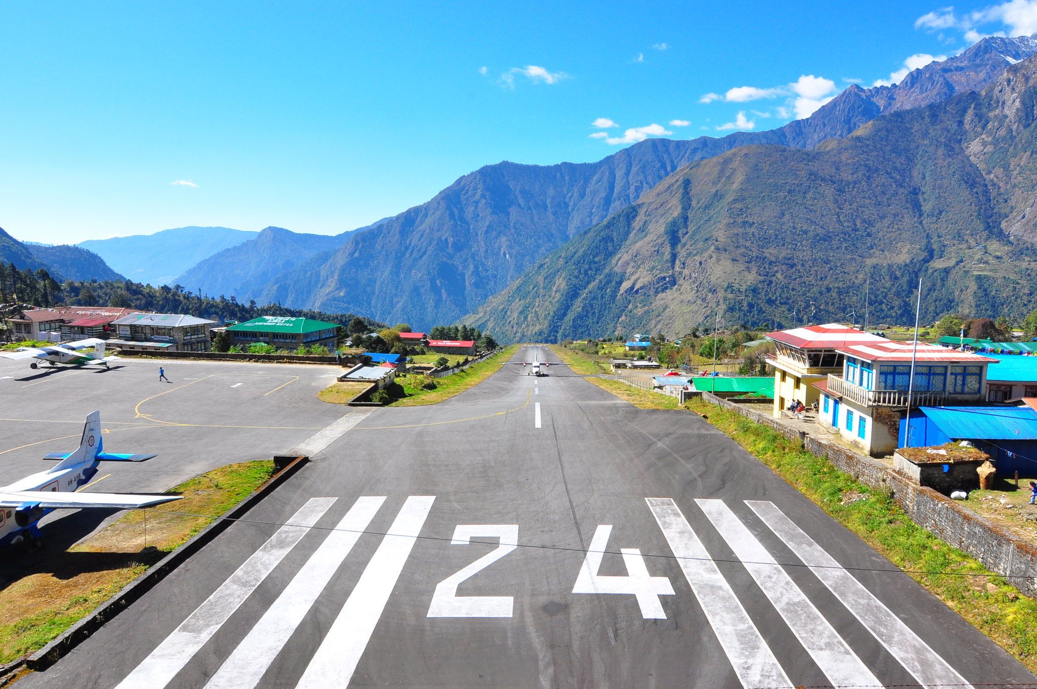 view of the runway at Lukla Airport.