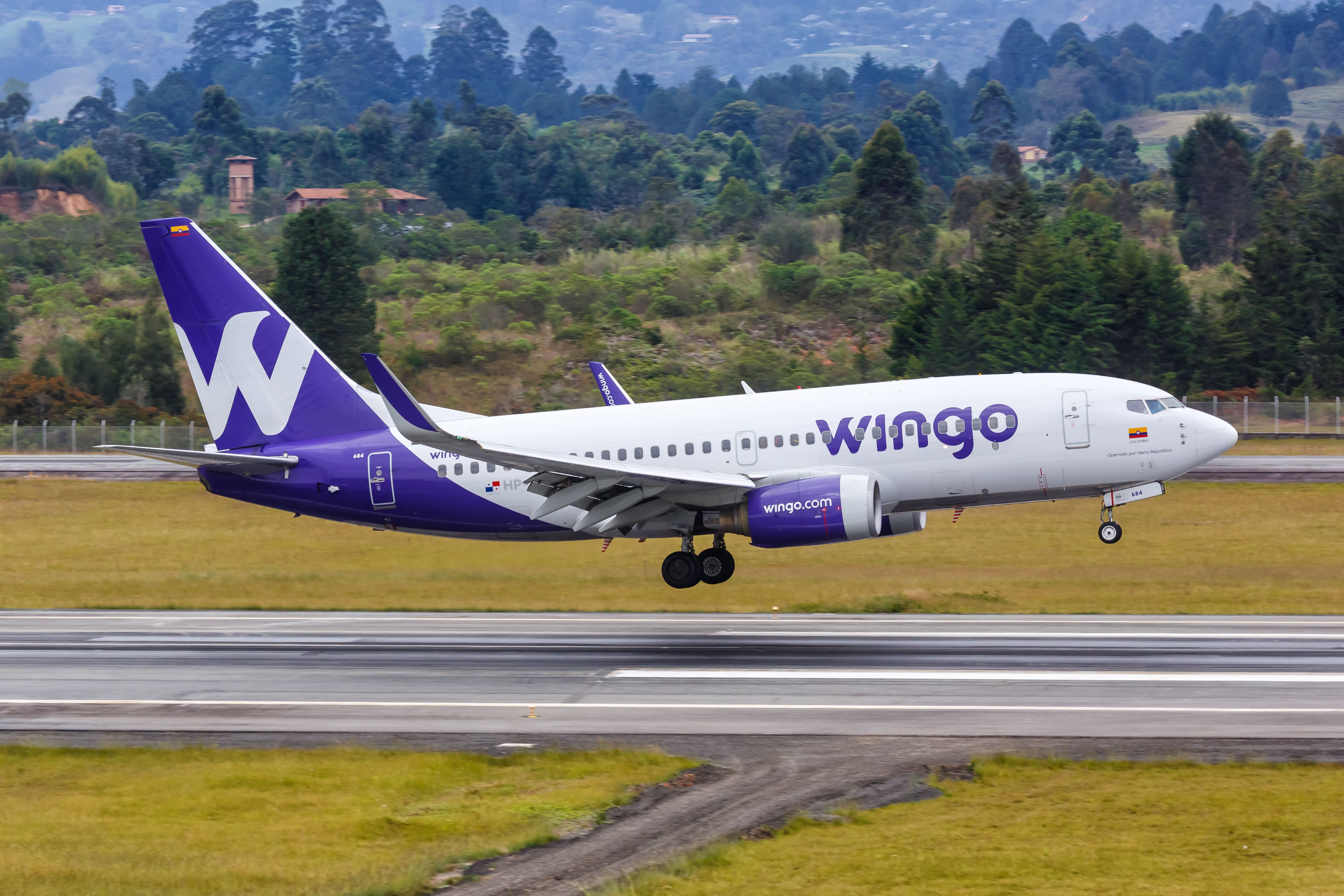 A Wingo aircraft taking off 