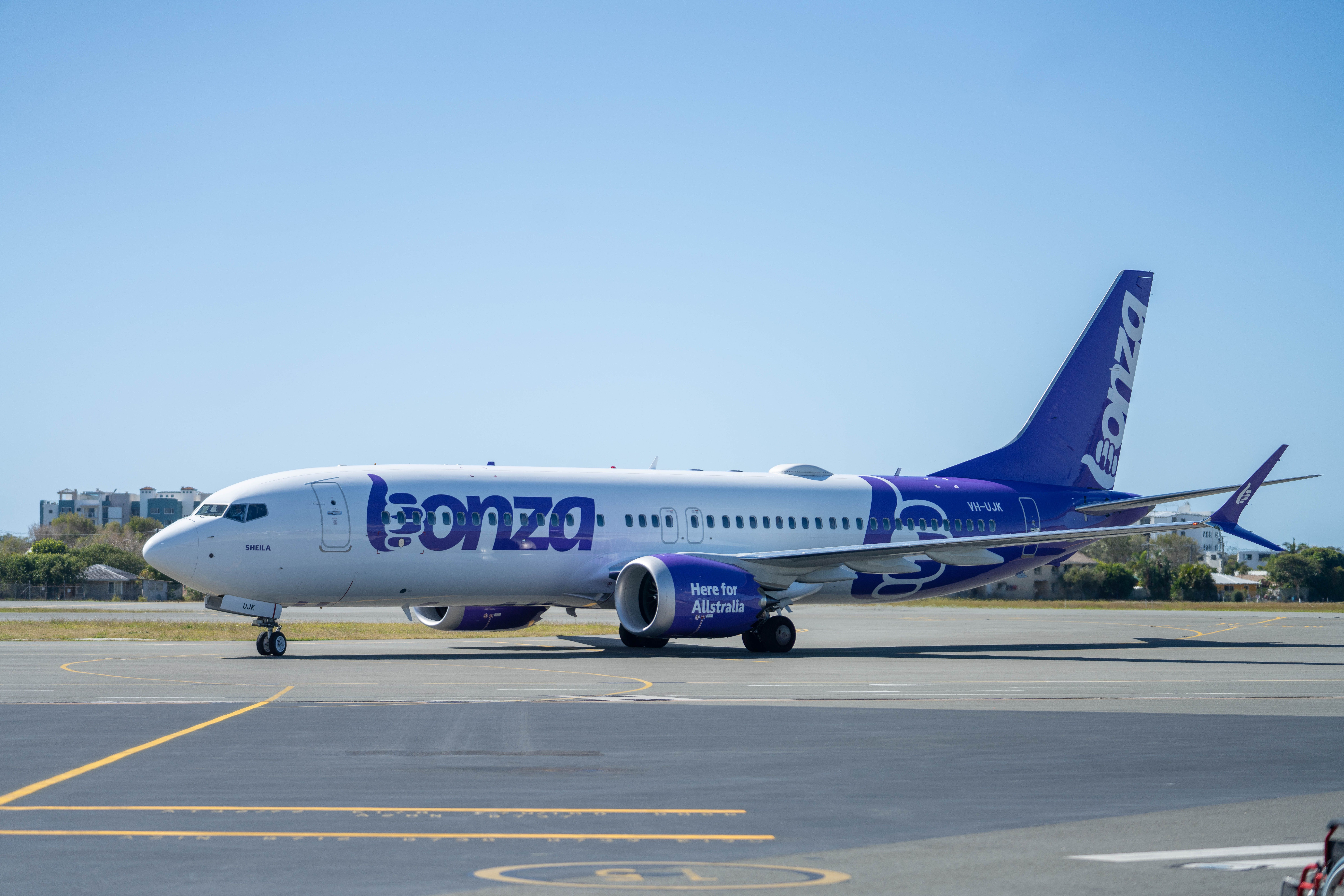 Bonza Sheila VH-UJK 737 MAX 8 MCY-TMW