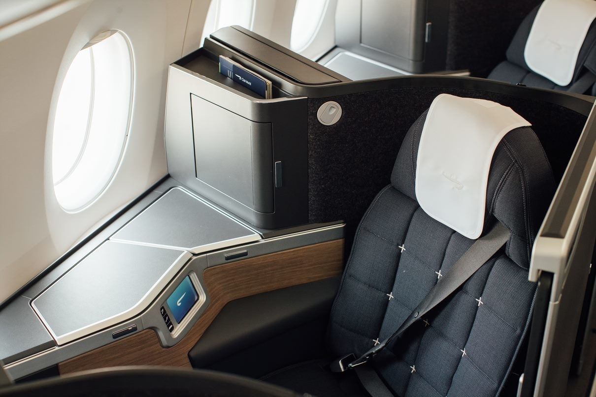 A British Airways Airbus A350 Business class seat.
