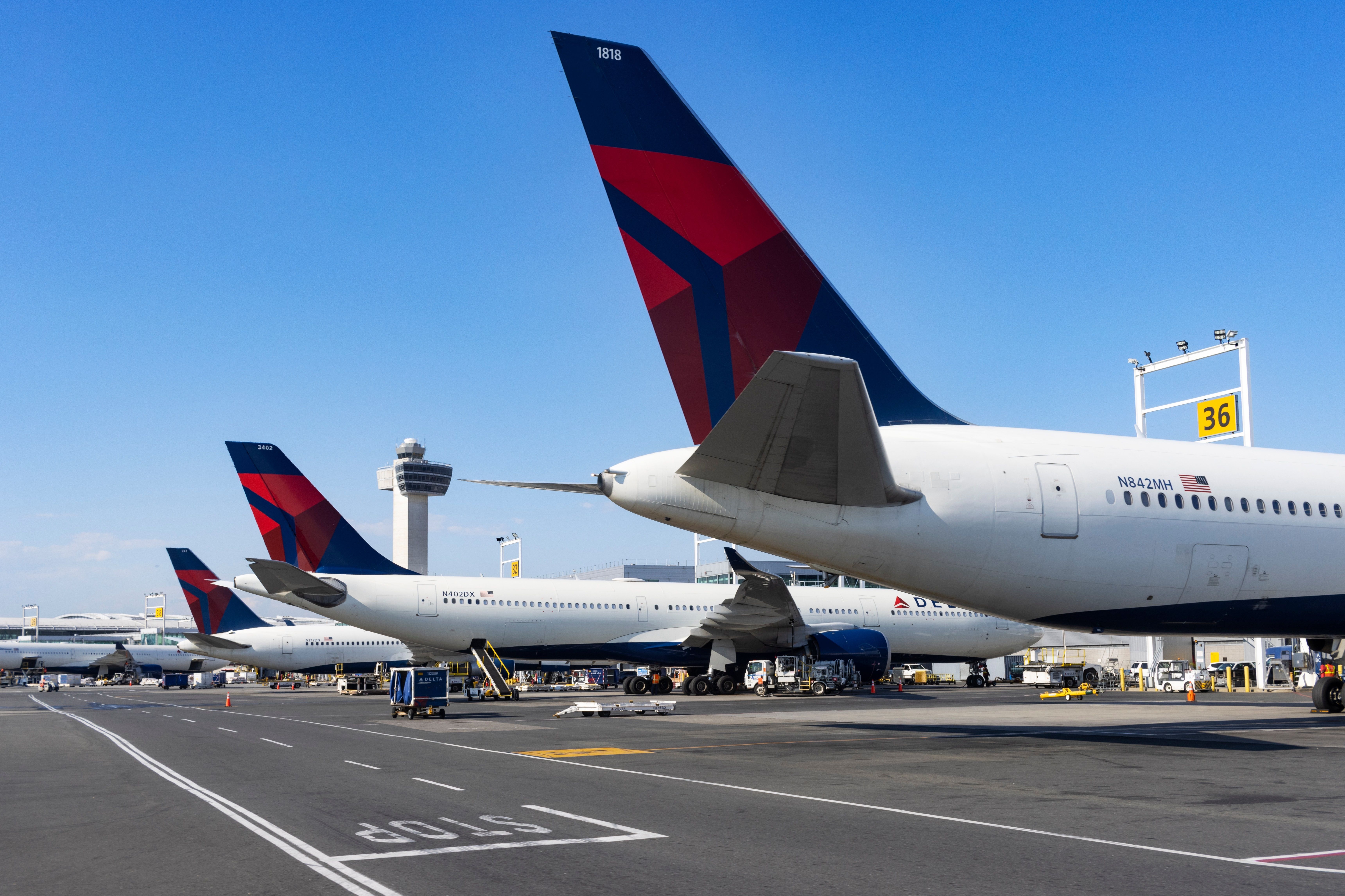 Delta Air Lines aircraft on stand at JFK