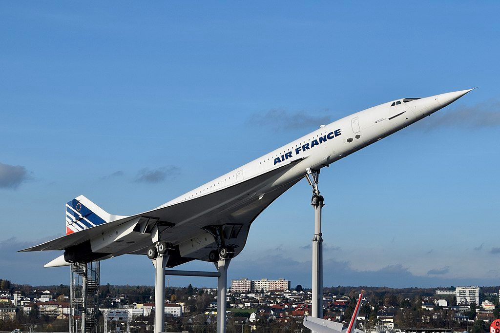 An Air France Concorde on display at the Technik Museum Sinsheim Baden-Württemberg.