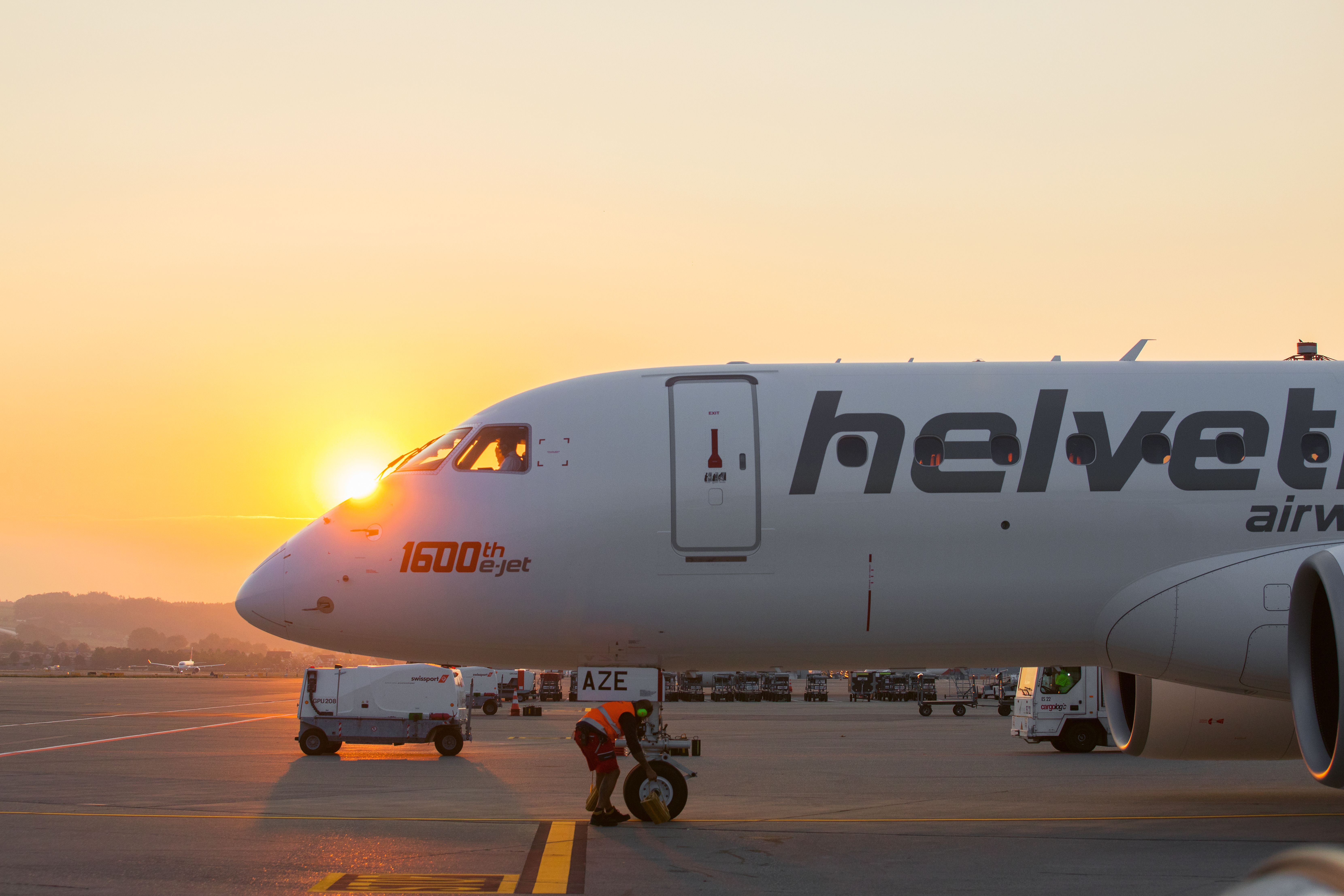 Helvetic Airways at sunset
