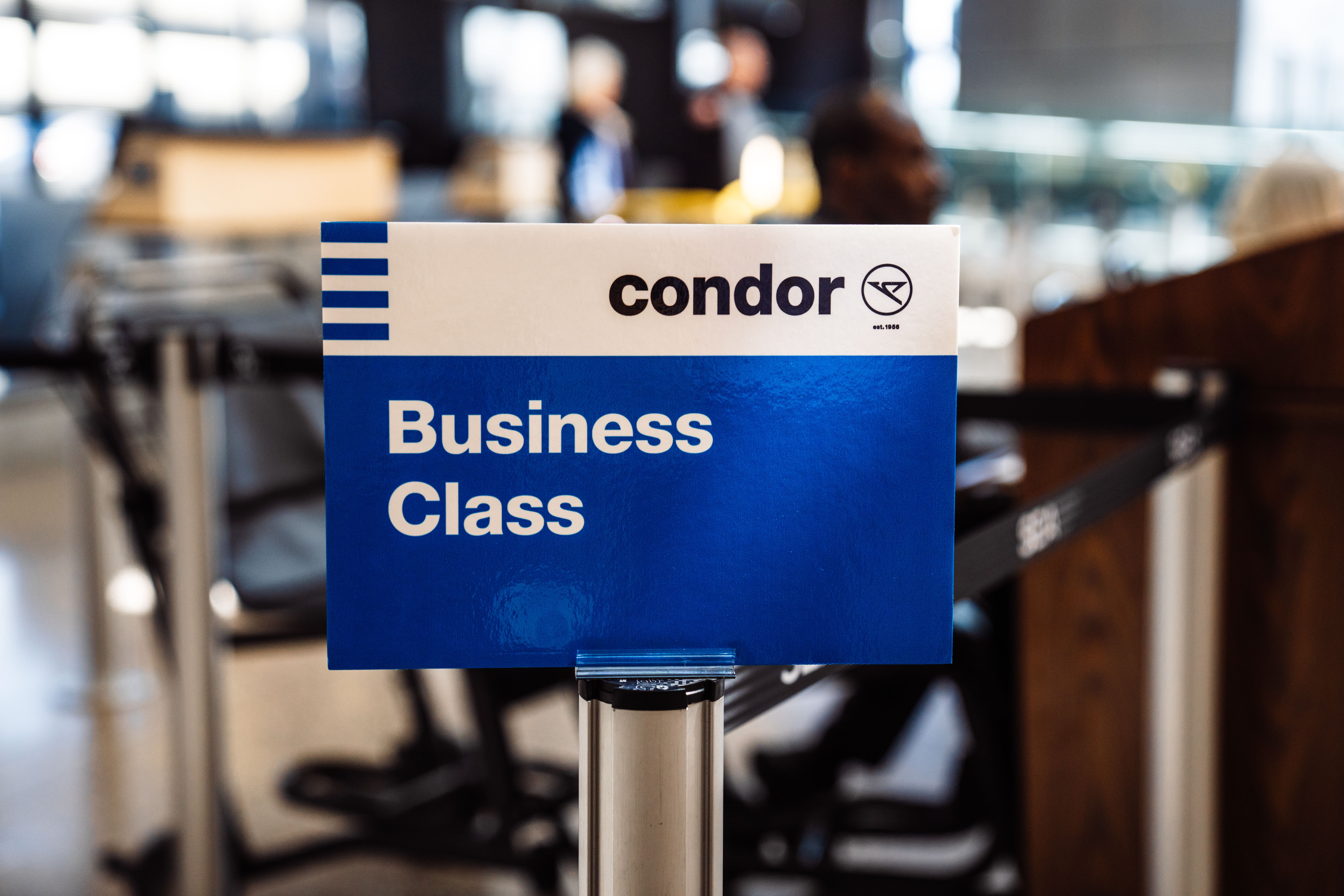 Condor Business class check in sign