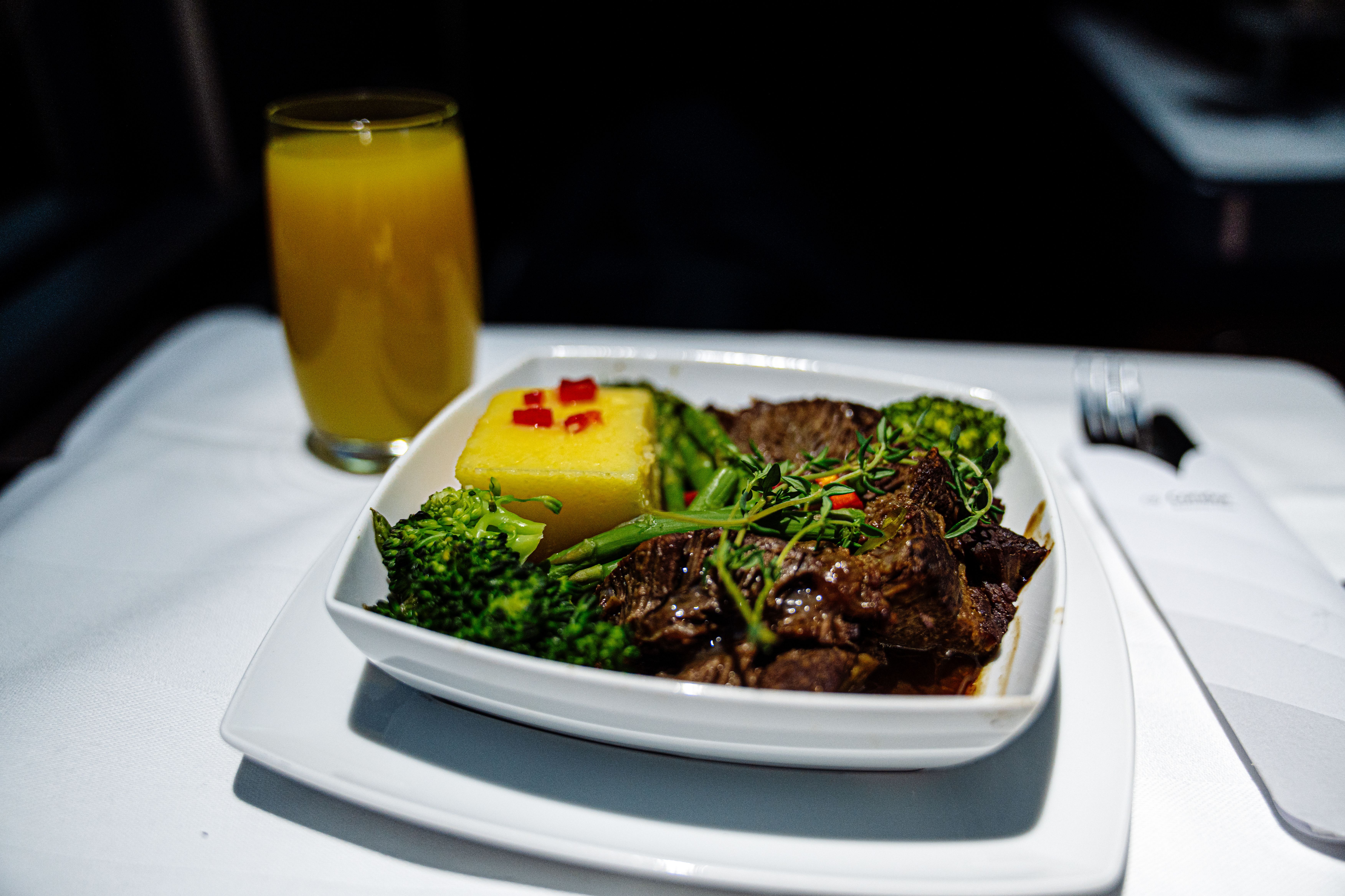 Condor business class dinner