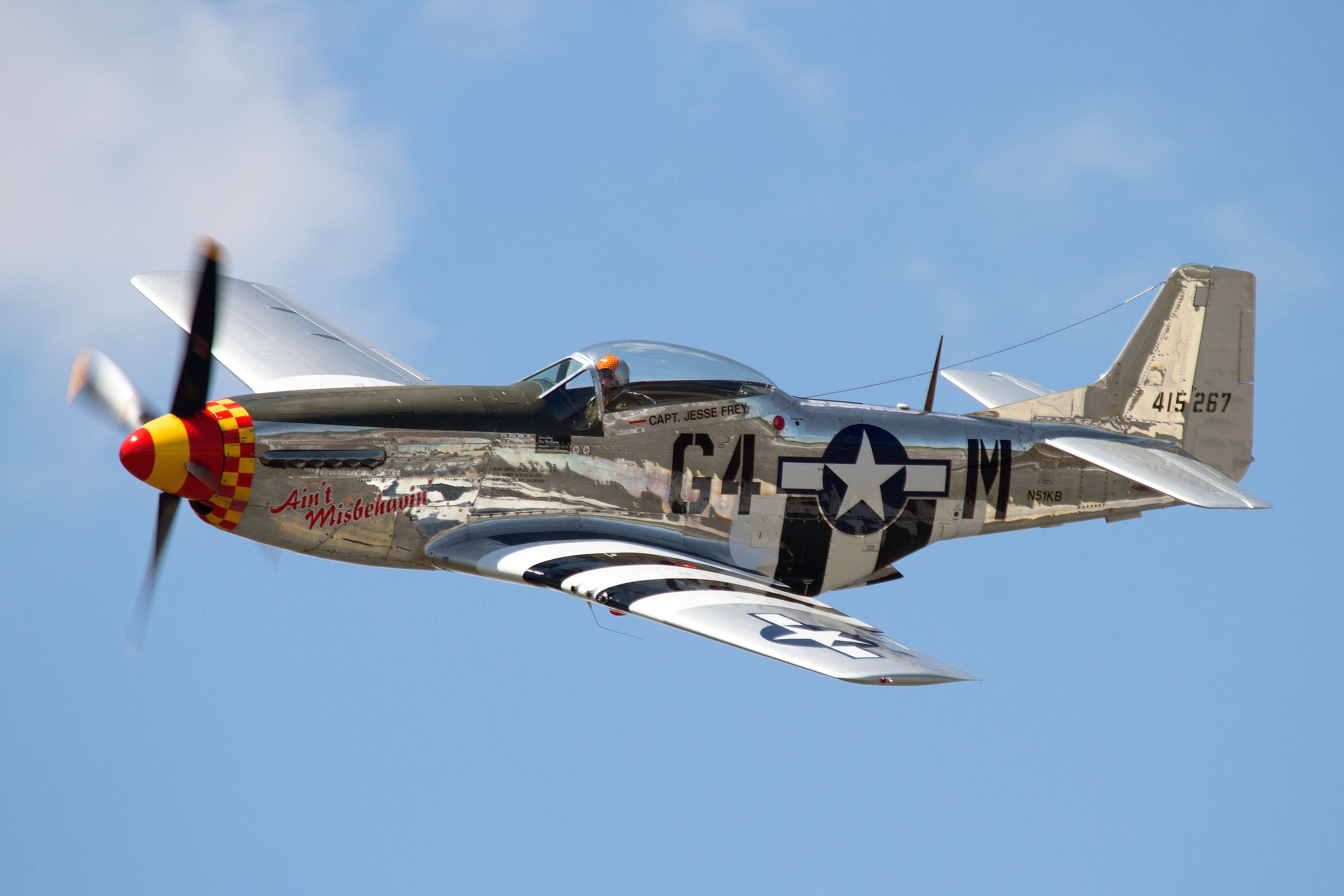 A North American P-51 Mustang in flight.