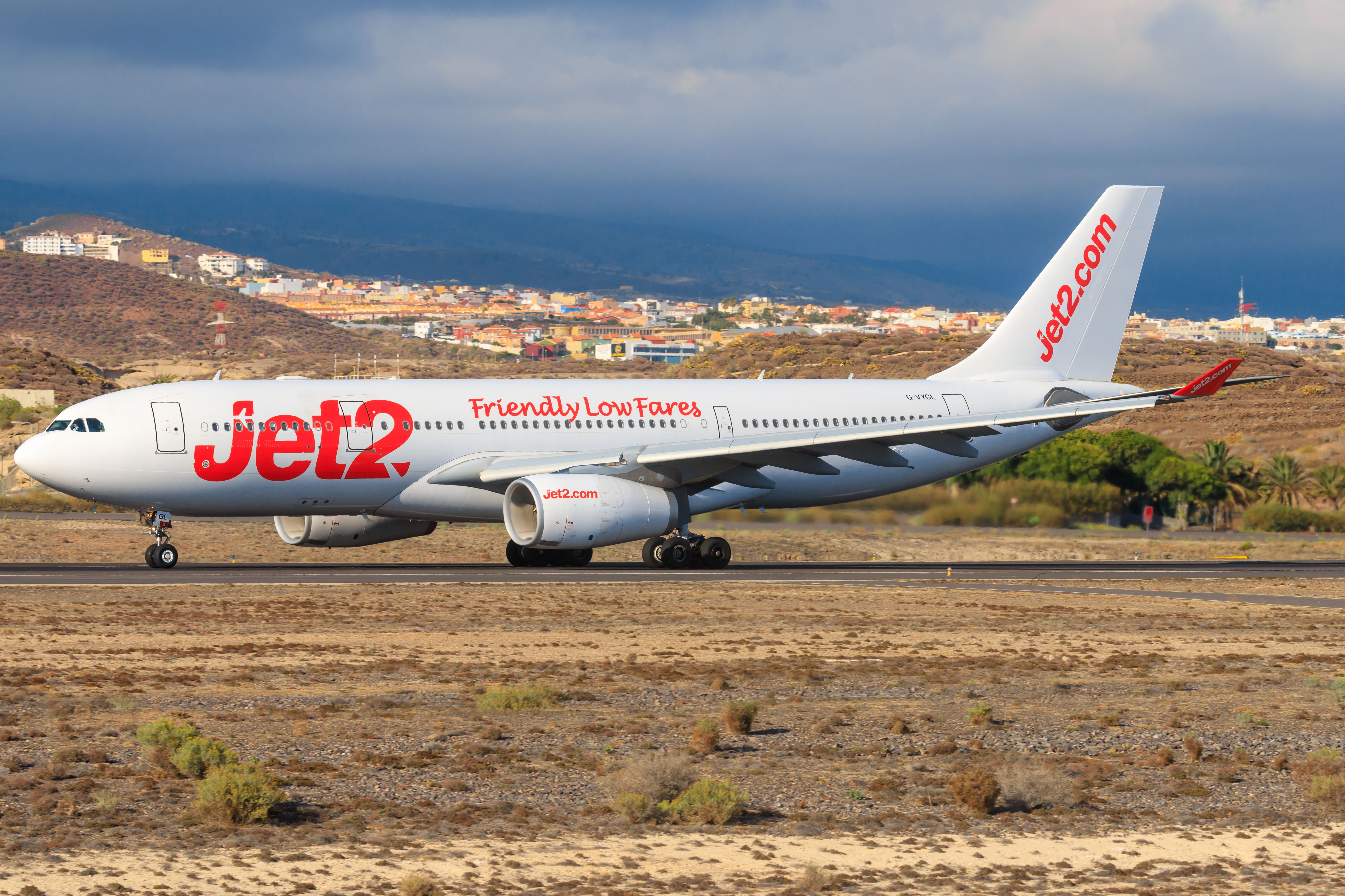 shutterstock_1598033053 - Tenerife, Spain – November 23, 2019: Jet2 A330 at Tenerife South airport.