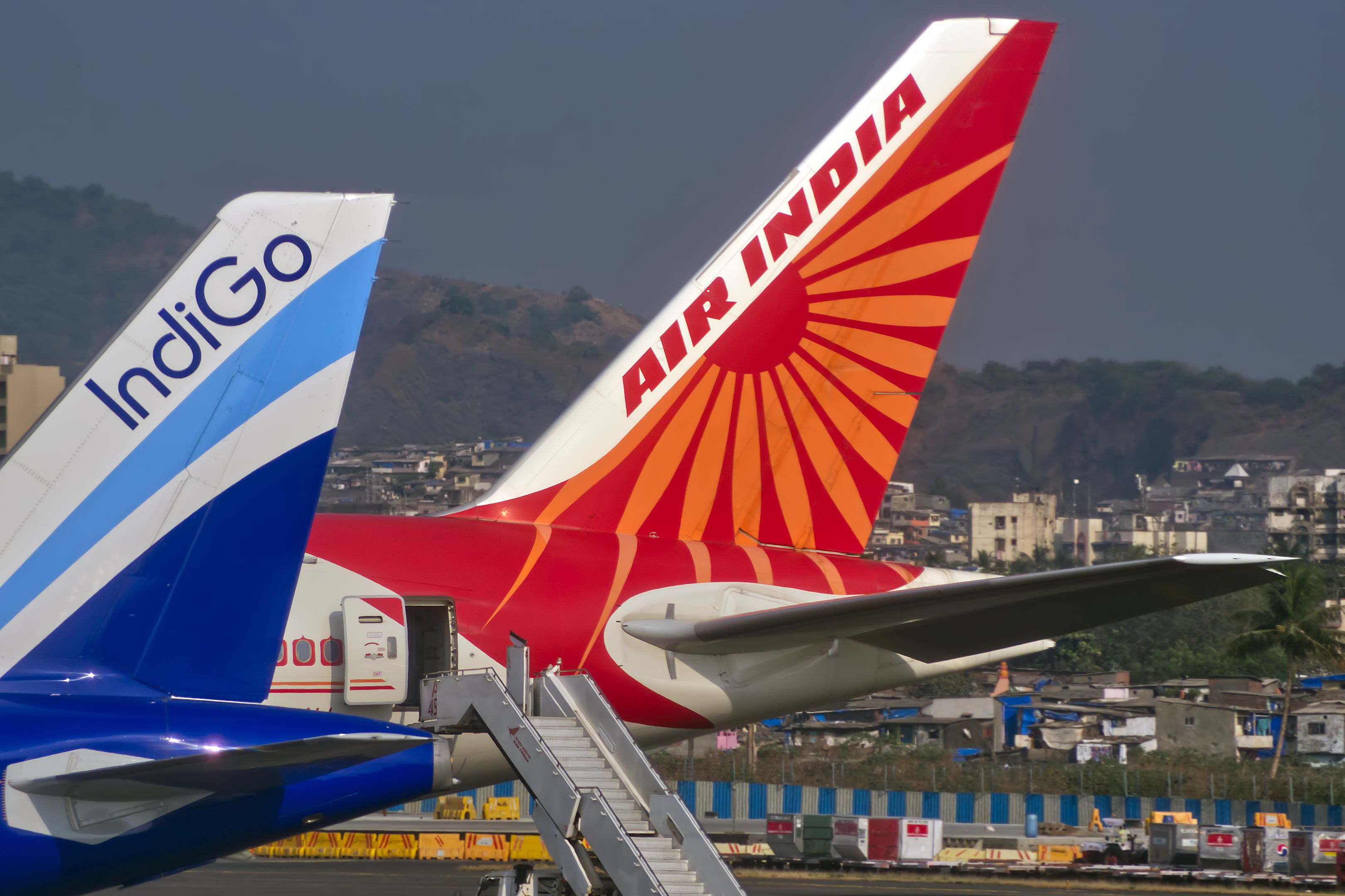 Air India and IndiGo tails 