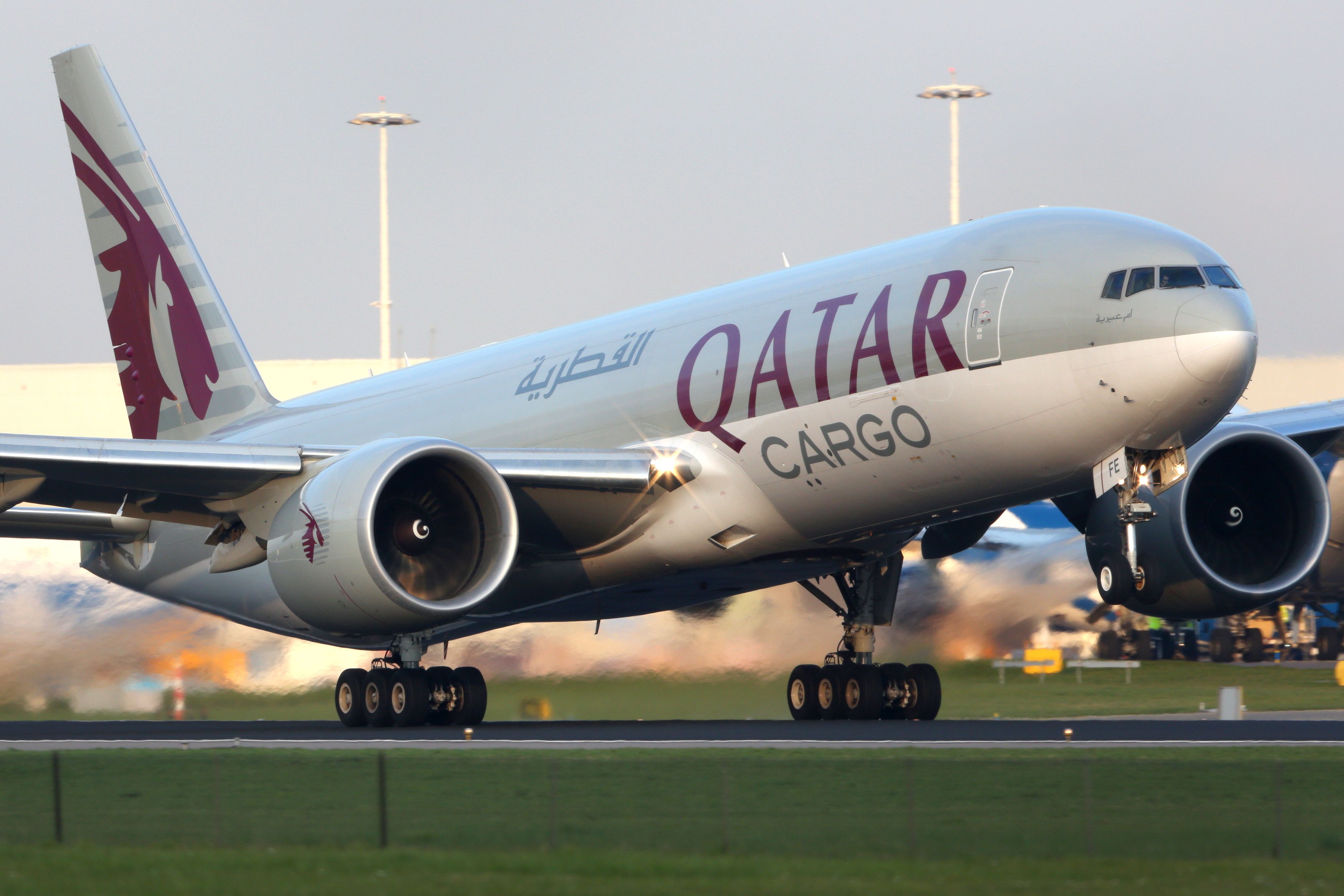 Qatar Airways Cargo Boeing 777 taking off