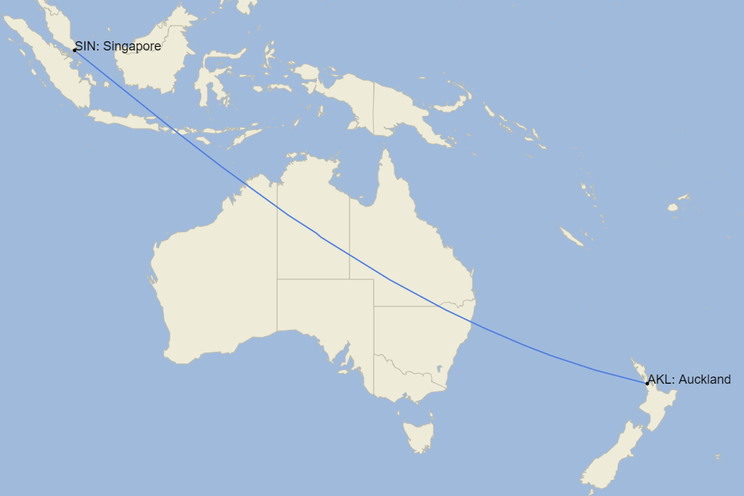 SIN-AKL route map