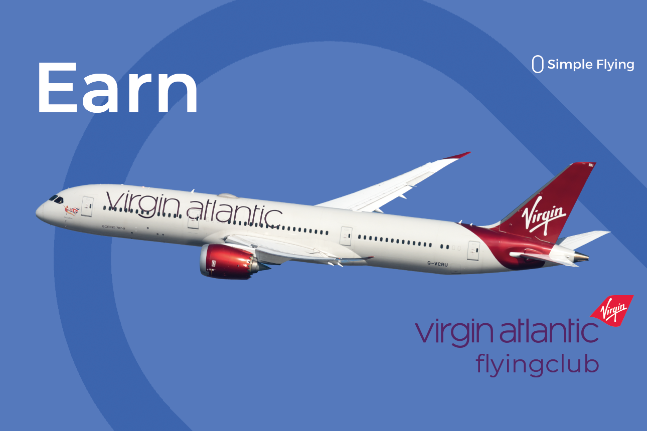 A Virgin Atlantic airplane, in between the phrase 