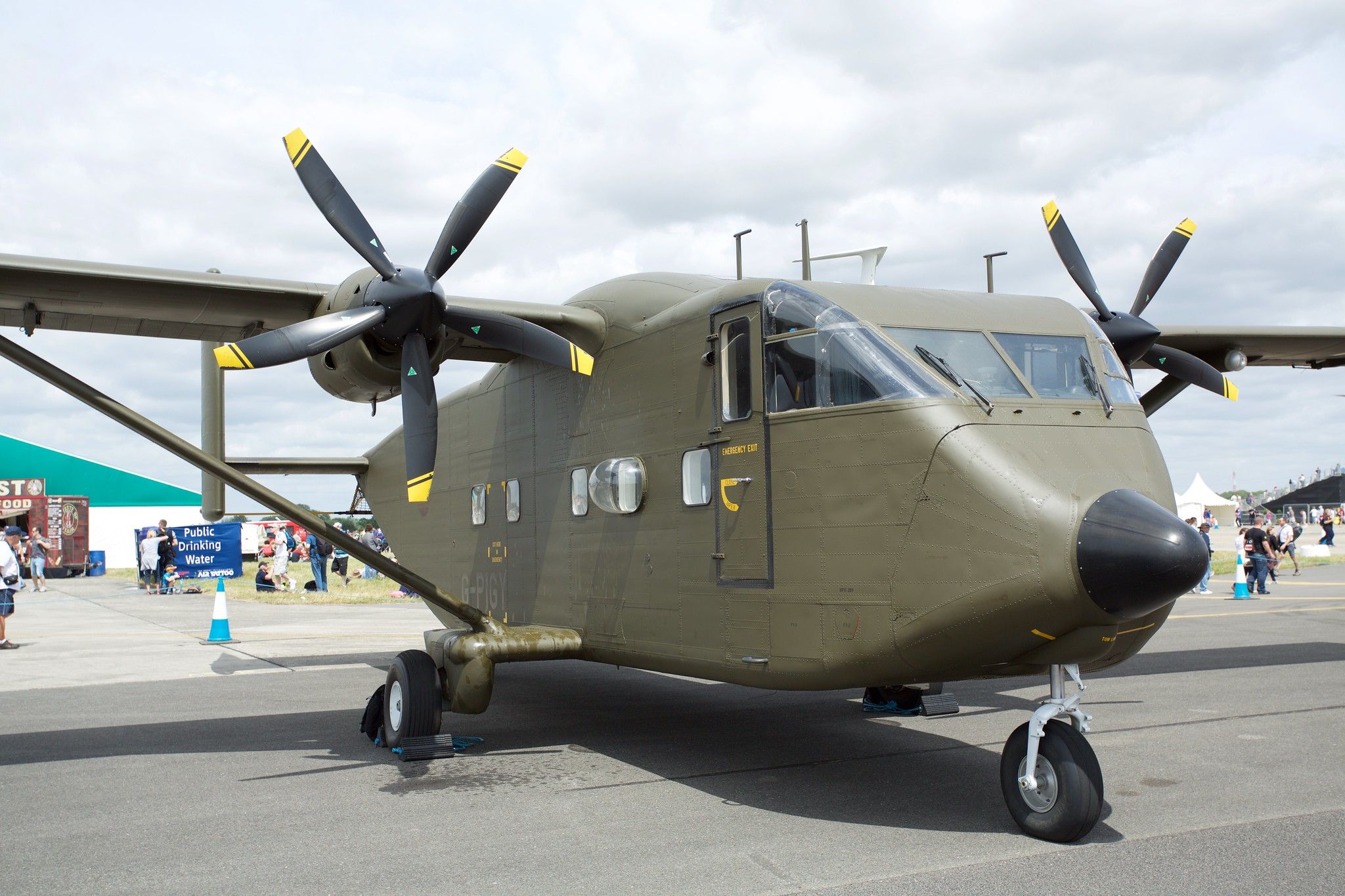 A Short Skyvan parked at an airfield.