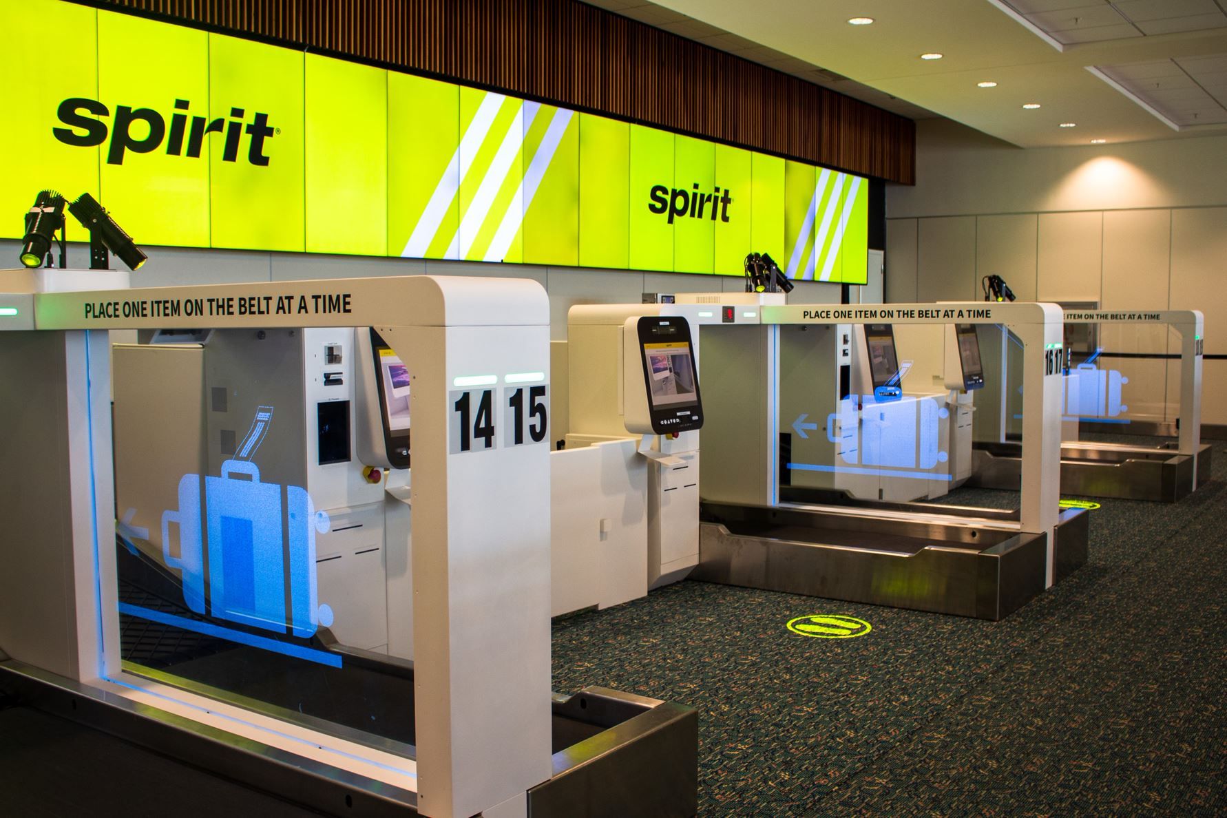 Spirit Airlines Self Bag Drop at Orlando International Airport.