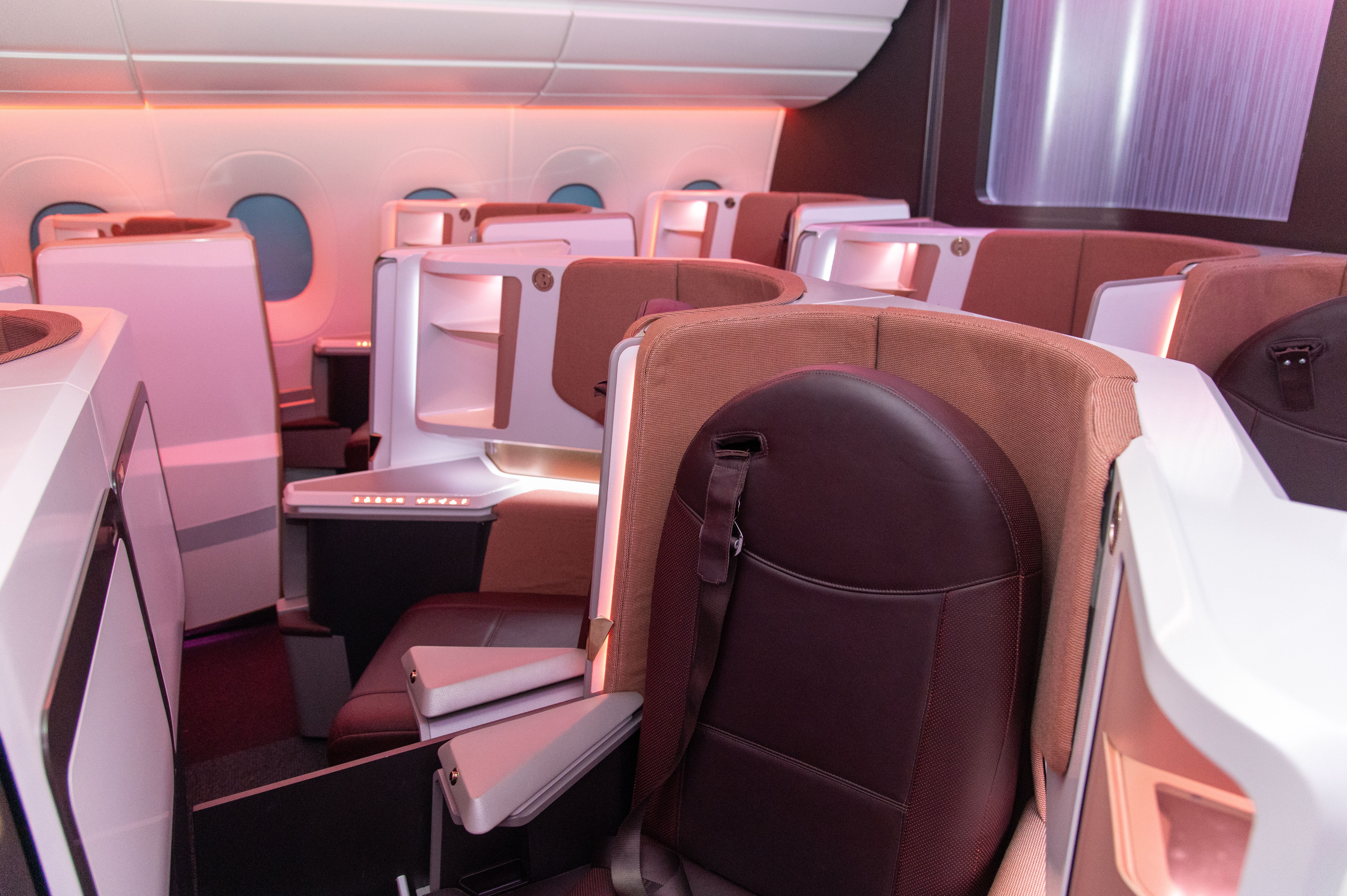 Inside Virgin Atlantic's business class cabin.