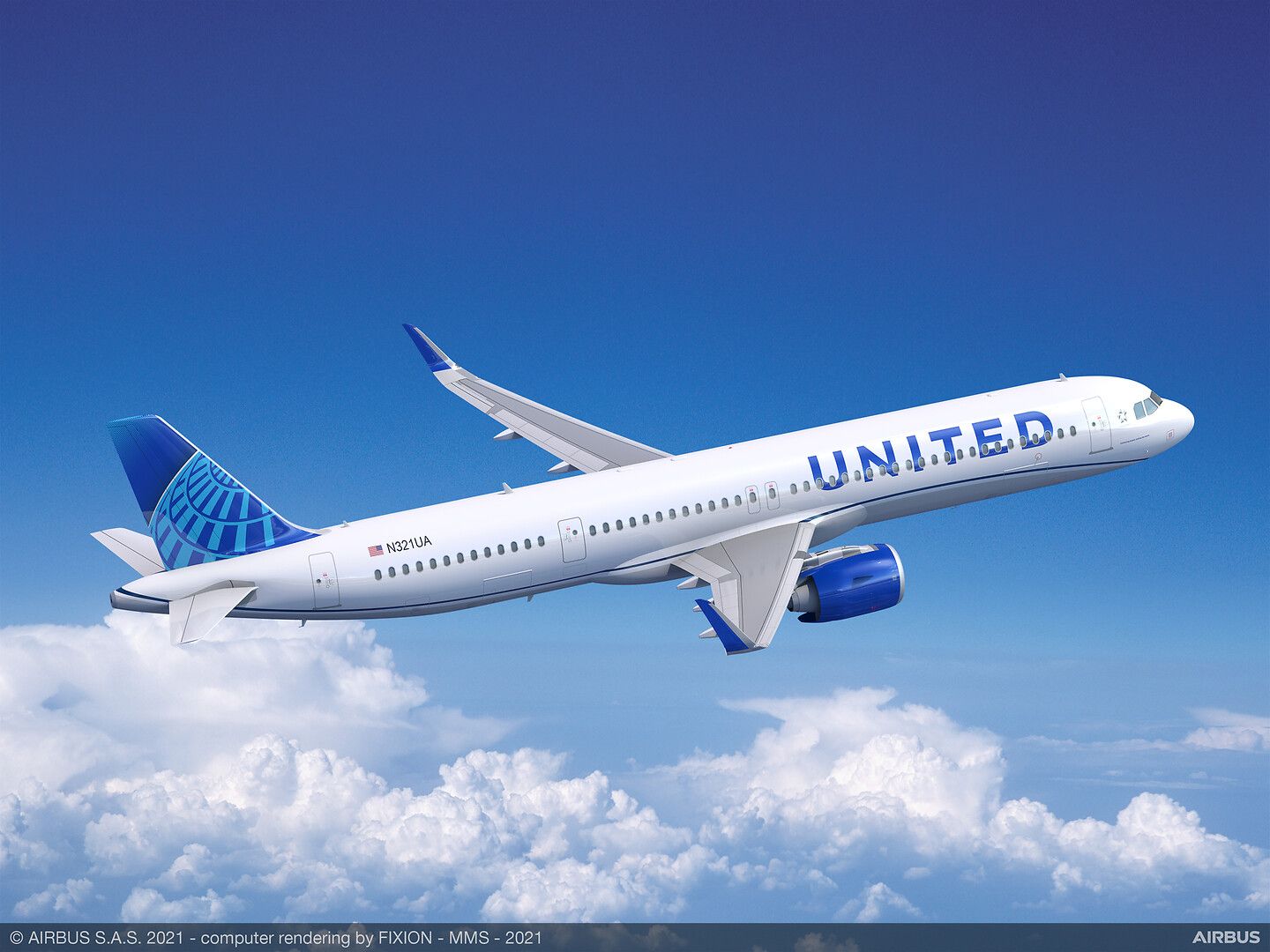 United Airlines Airbus A321neo rendering. 
