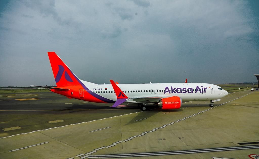 Akasa Air Boeing 737 MAX aircraft at Delhi Airport 