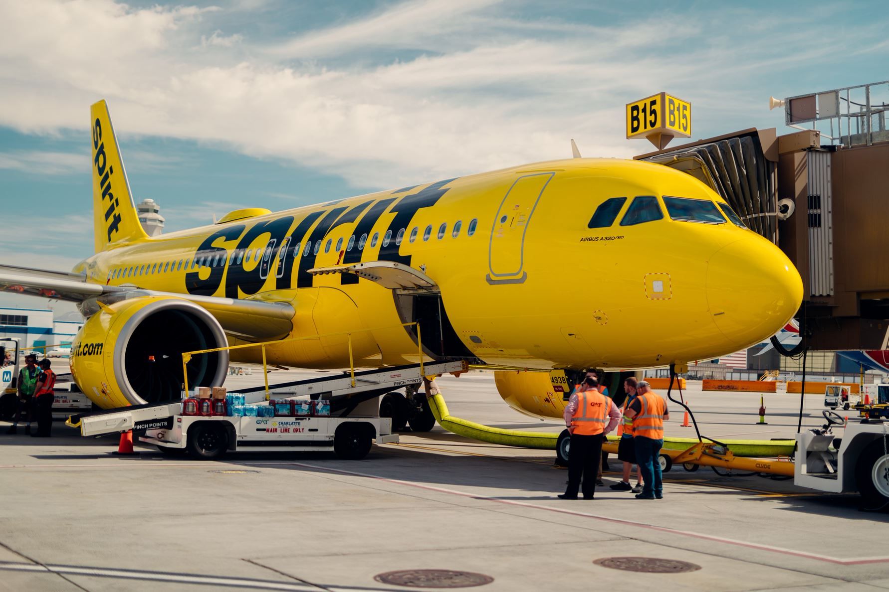 Spirit Airlines A320neo at the gate. 