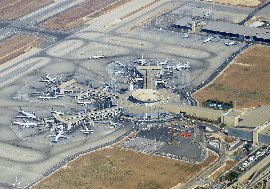 An aerial view of Tel Aviv Ben Gurion Airport. 