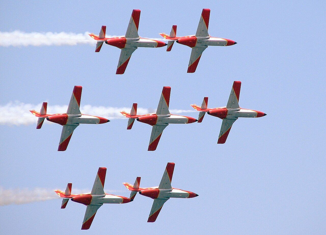 The Patrulla Águila flying in formation.