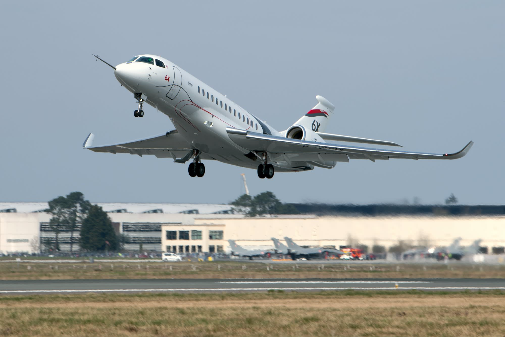 The Falcon 6X pictured during its first flight