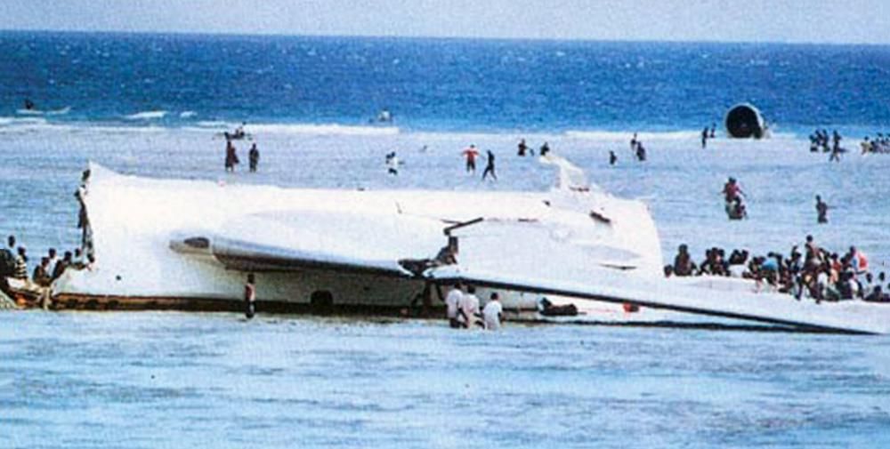 The aircraft involved with Ethiopian Airlines Flight 961 in the water.