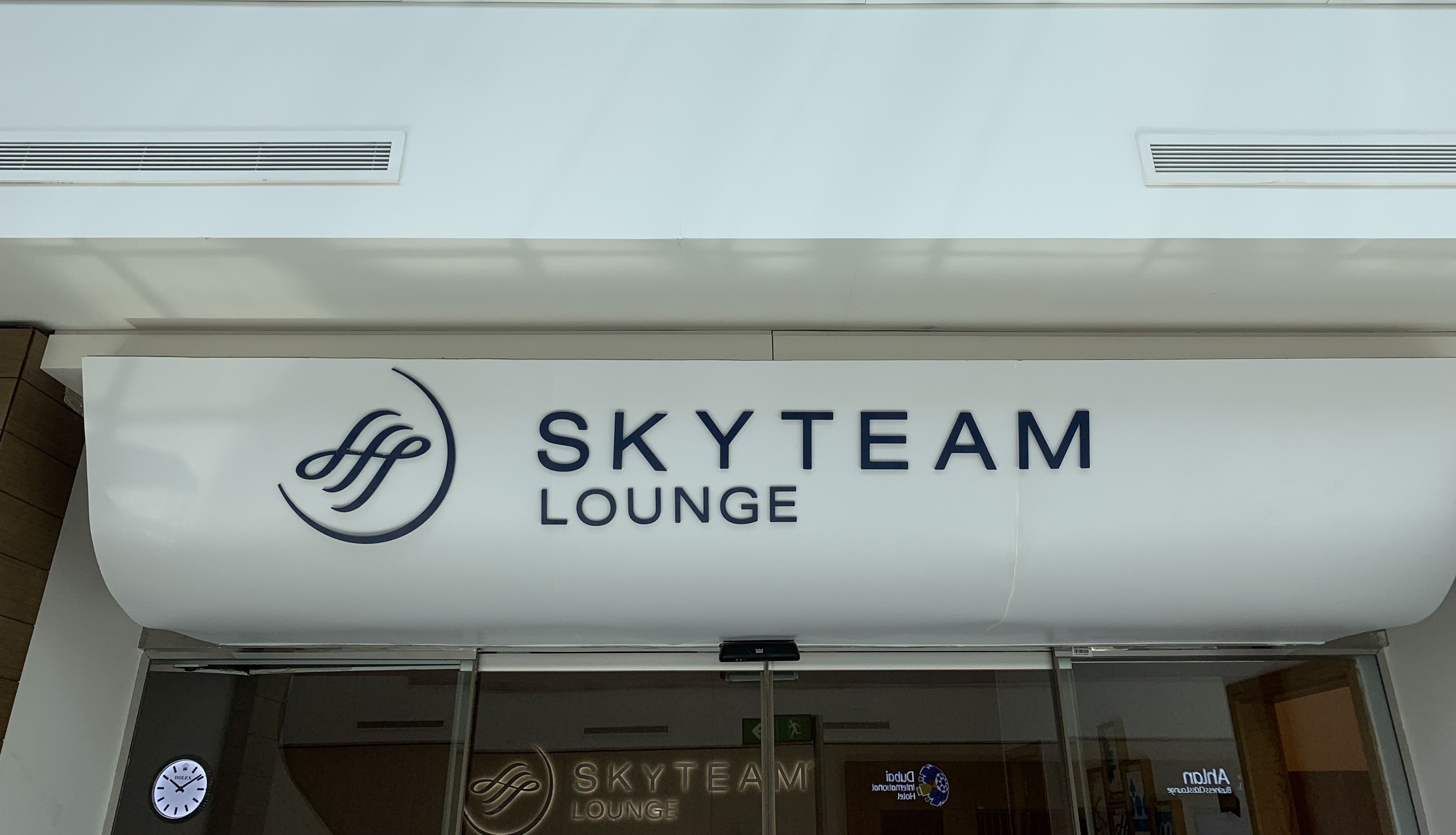 Just outside the SkyTeam Lounge at Dubai International Airport Terminal 1.