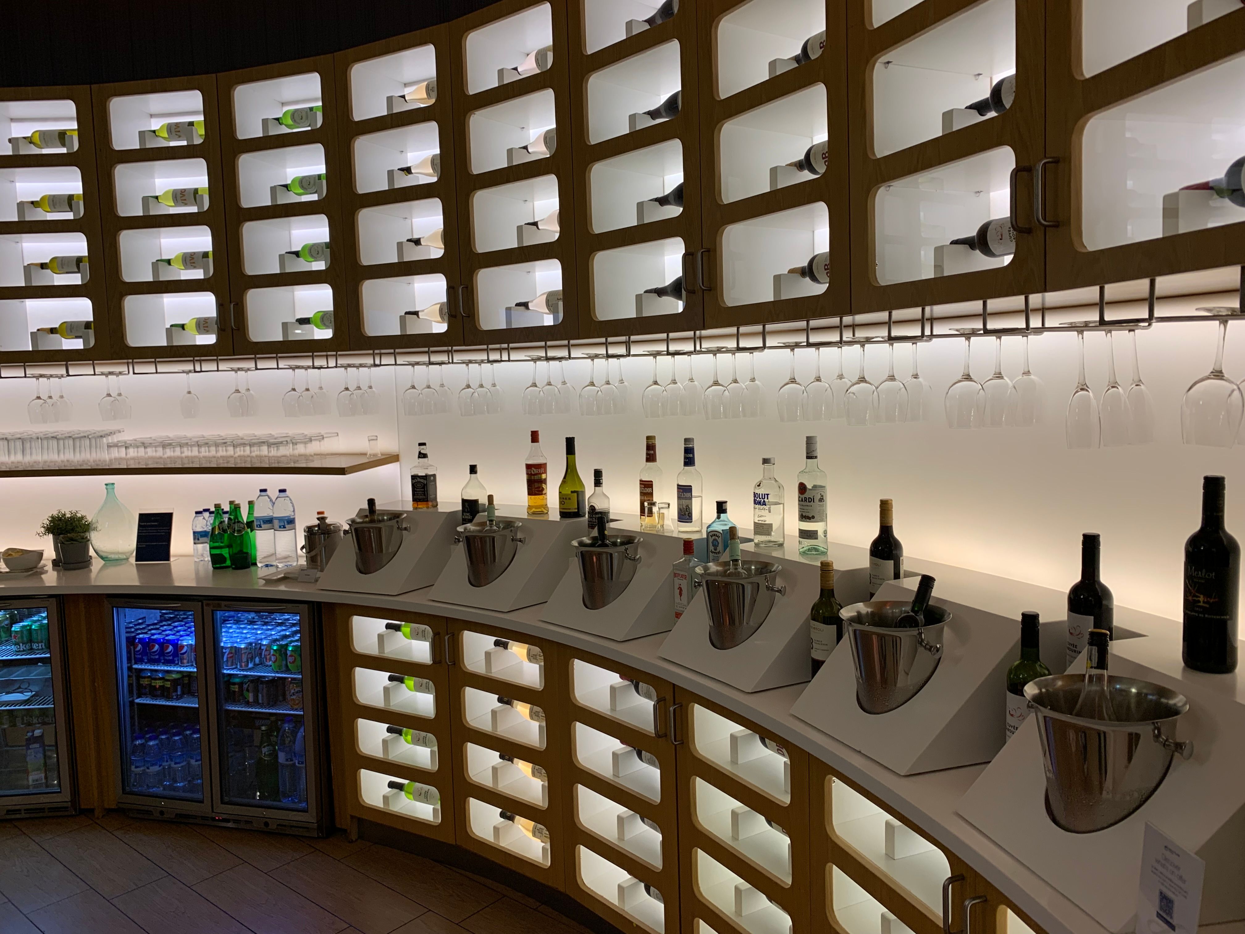 A variety of drinks can be found at the bar section.