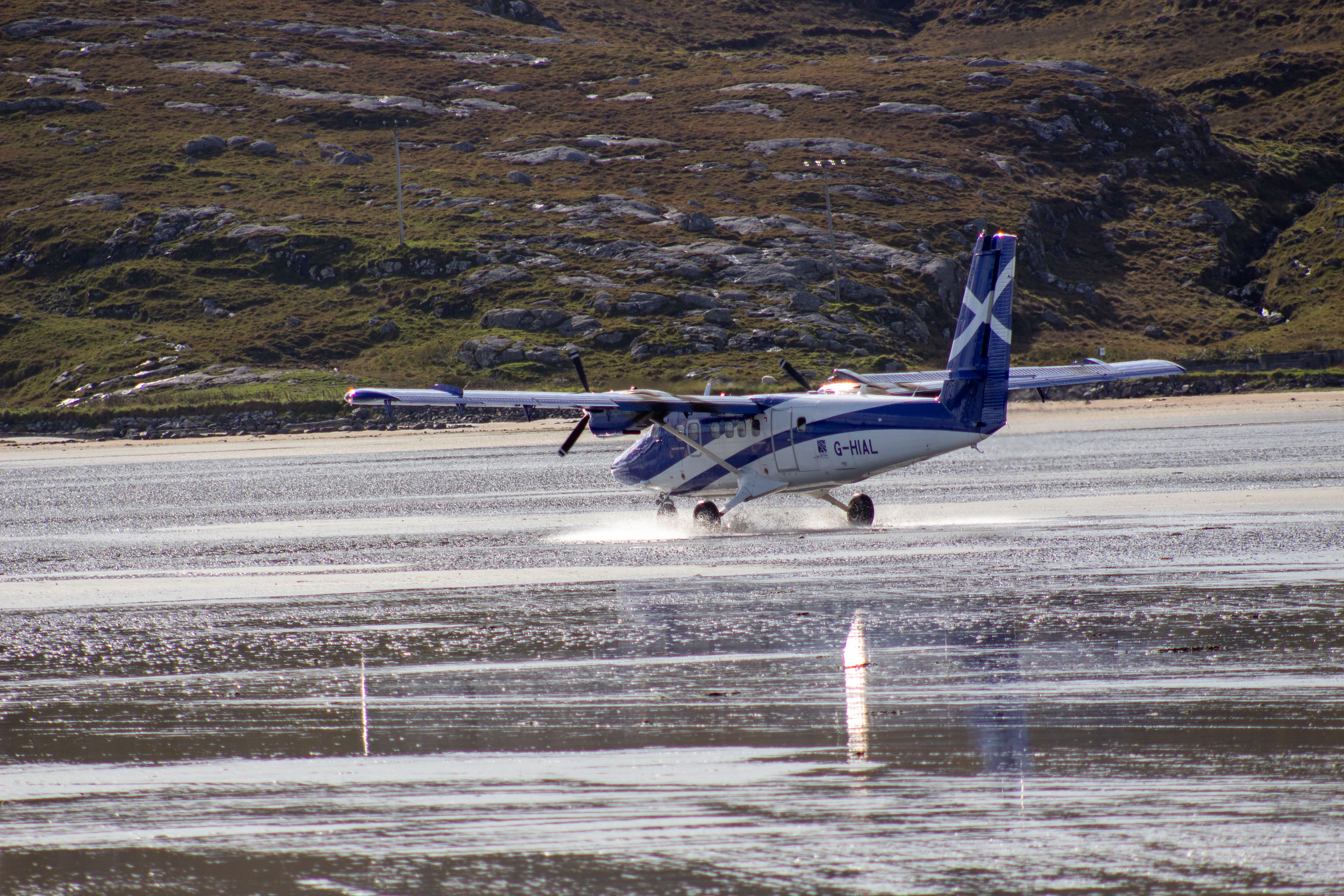 Shutterstock Plane landing in the water at Barra