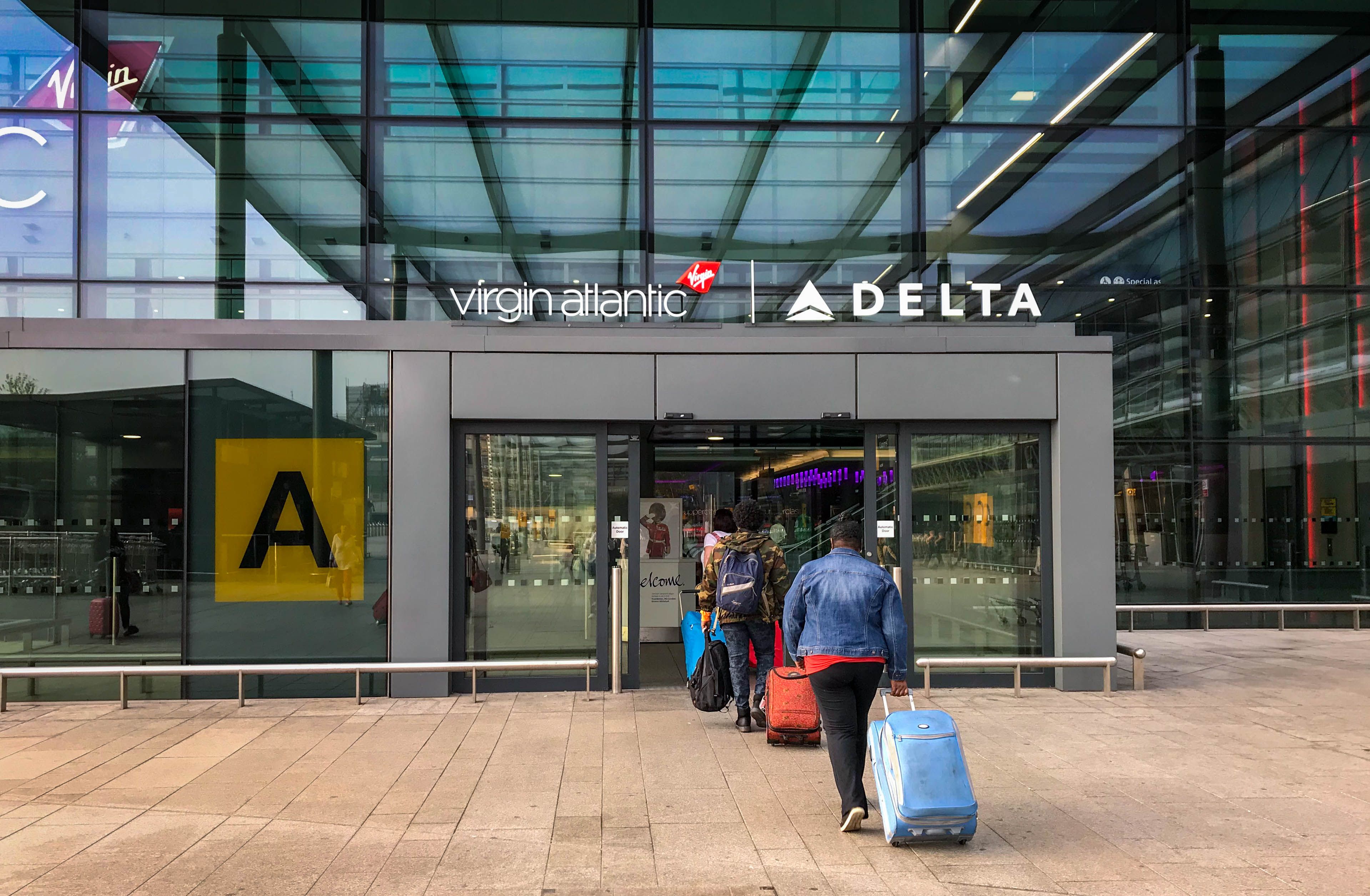 The Virgin Atlantic and Delta Check in area at London Heathrow Airport.