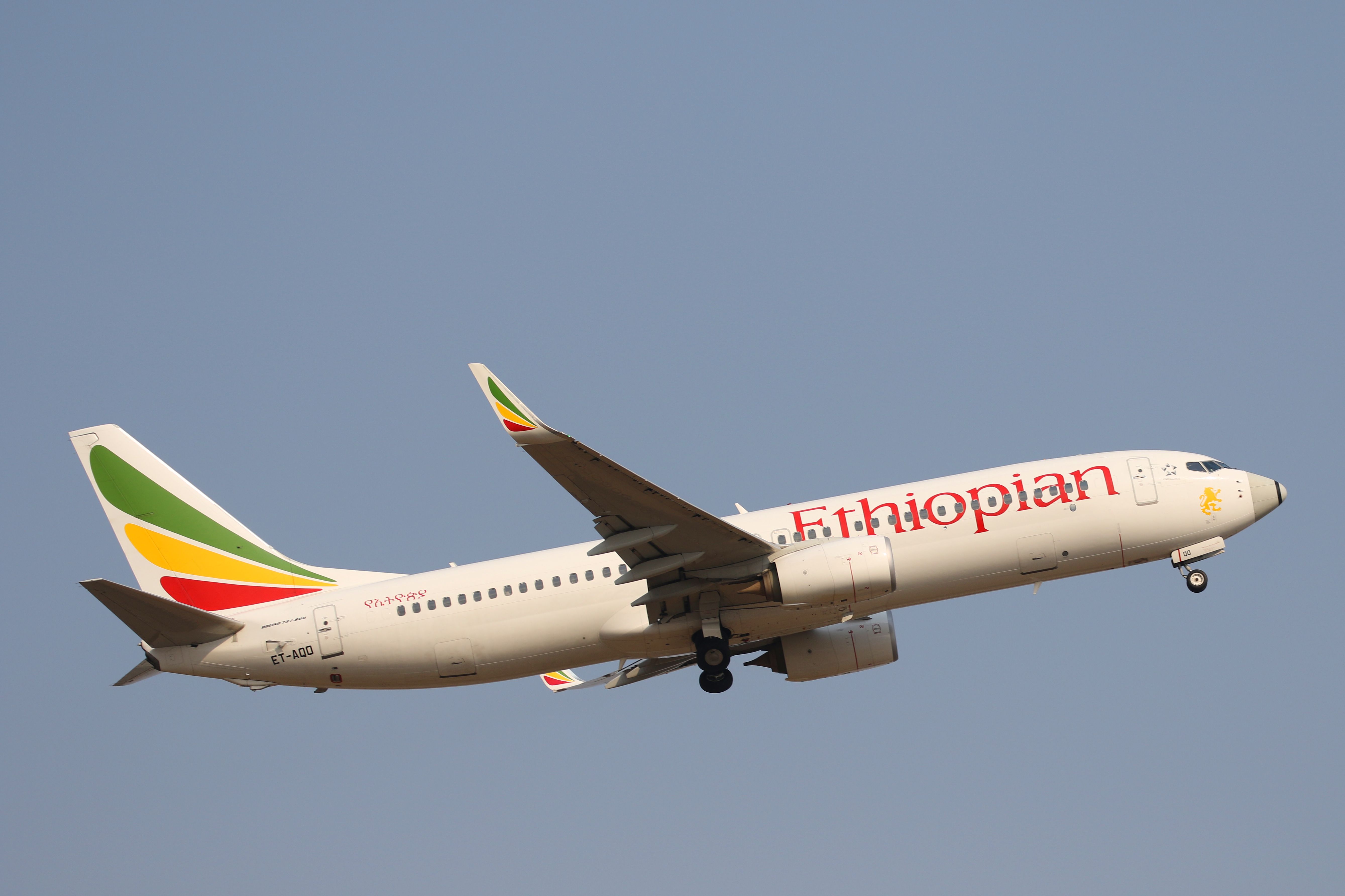Ethiopian Airlines Boeing 737-800 taking off from JNB