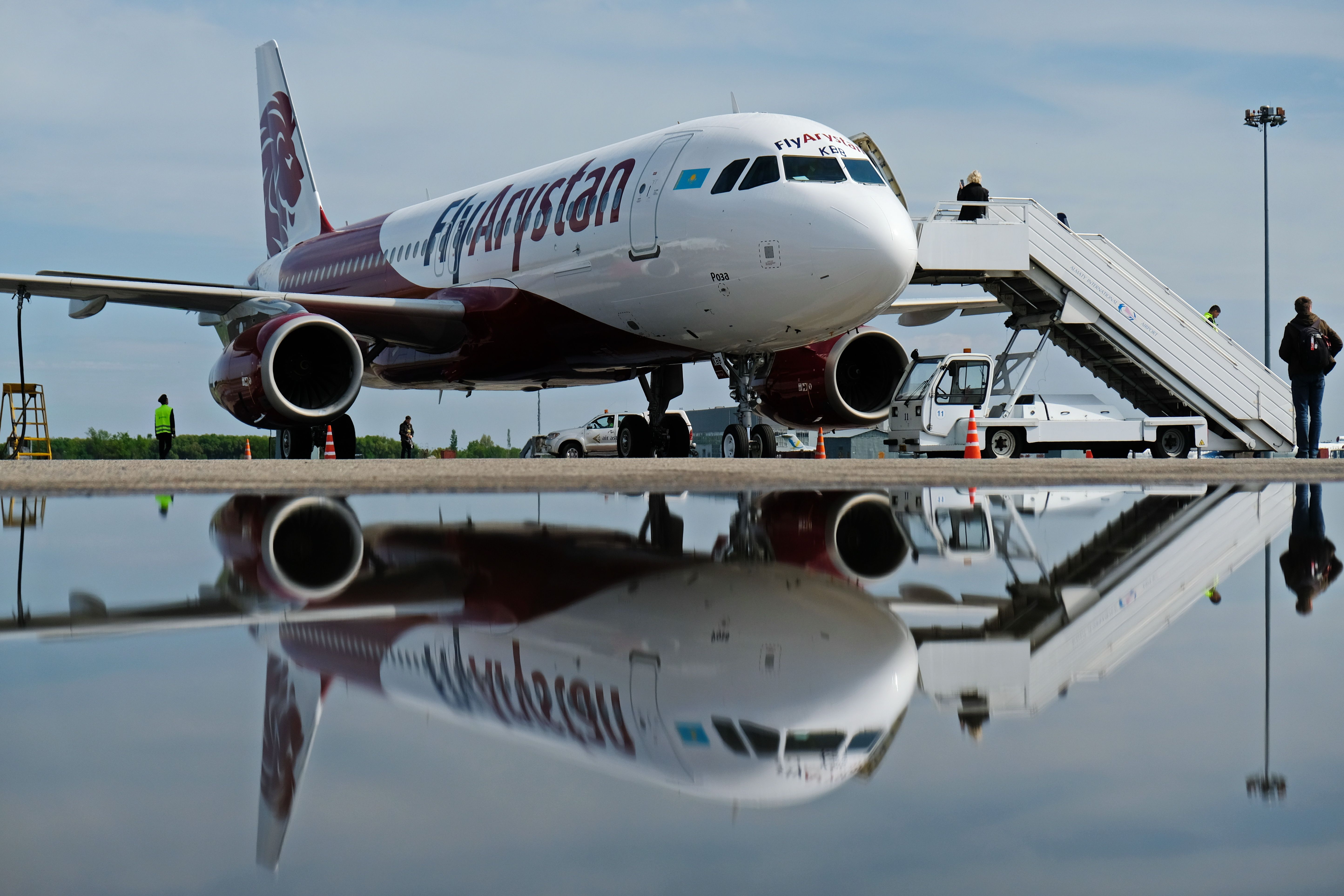 Reflection of the aircraft in the water