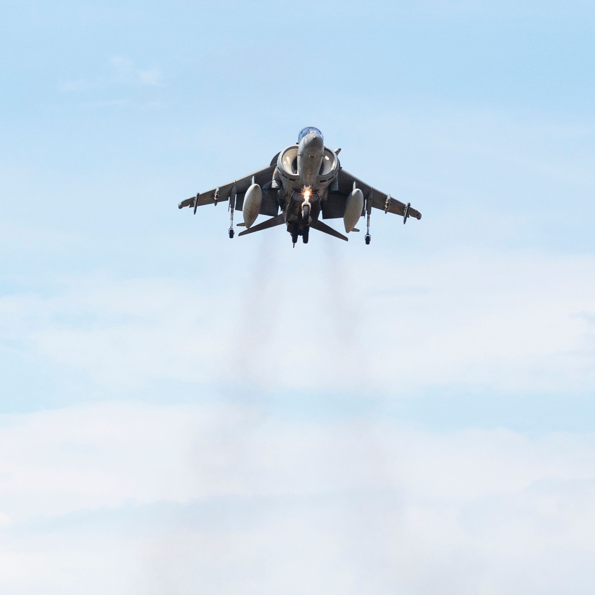 Harrier jump jet using downward thrust