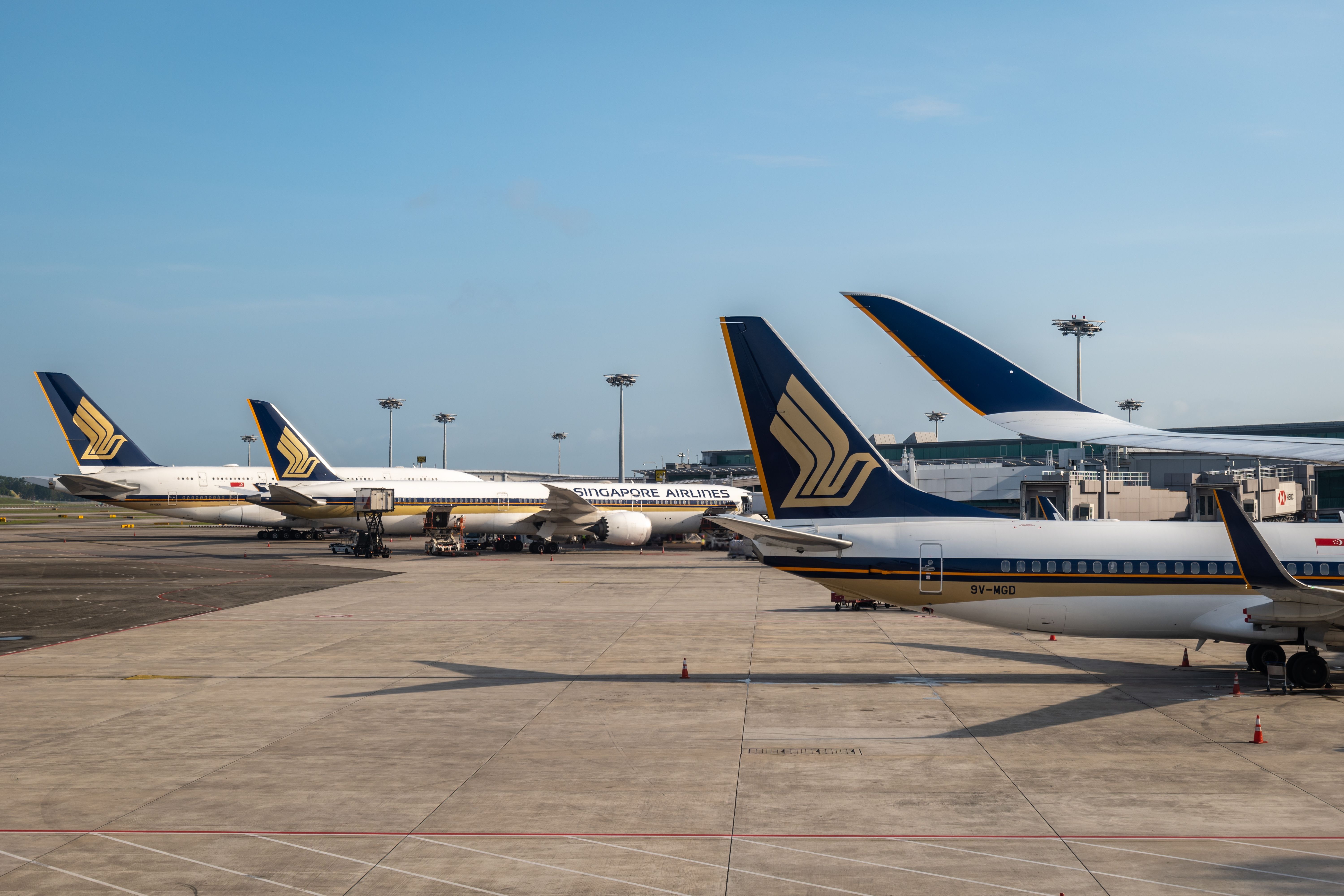 Singapore Airlines Planes Parked At The Gate