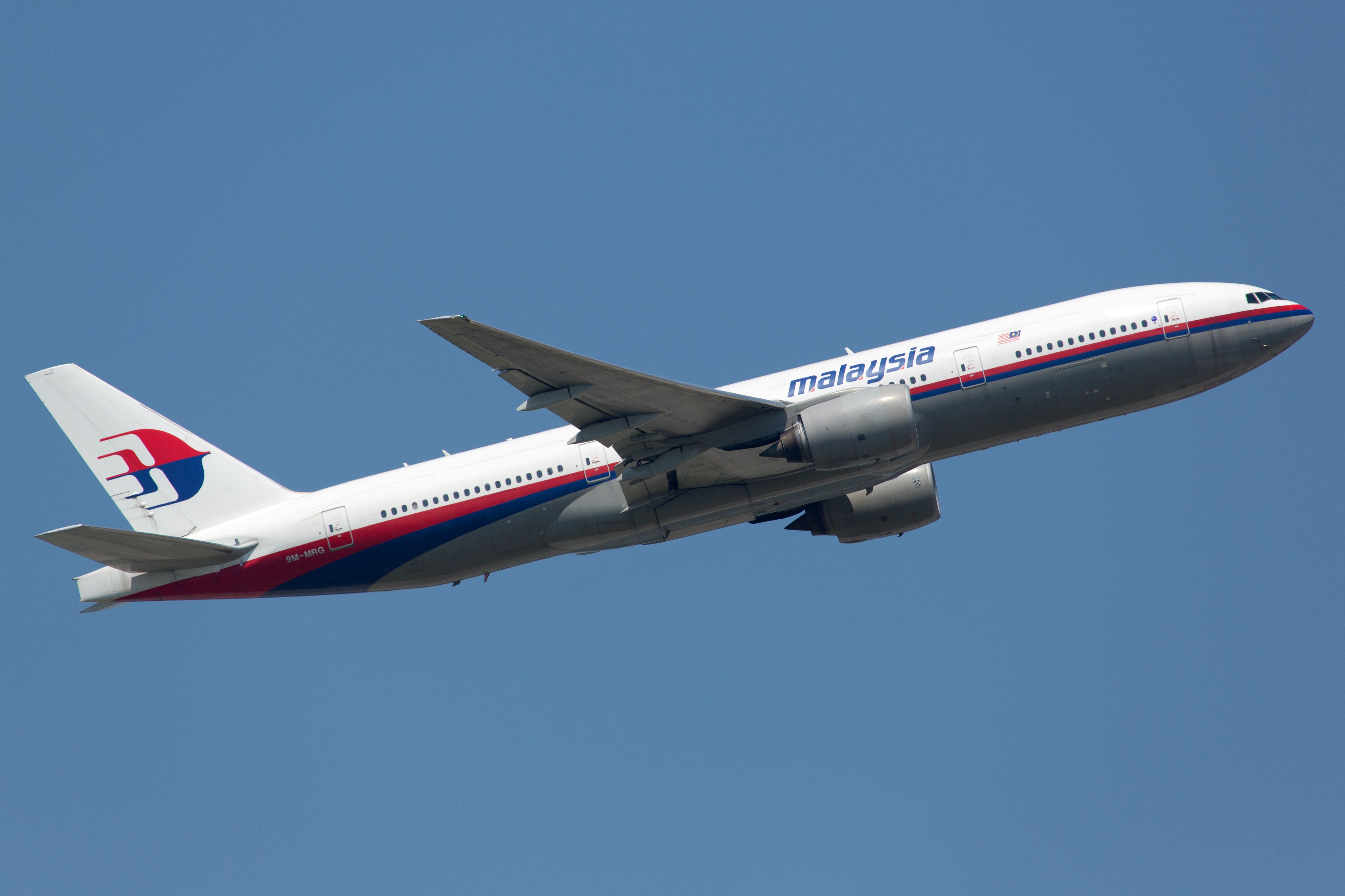 A Malaysia Airlines Boeing 777 takes off on June 19, 2013 in Frankfurt, Germany. The aircraft is the sister airplane of the crashed planes with the registration 9M-MRO and 9M-MRD