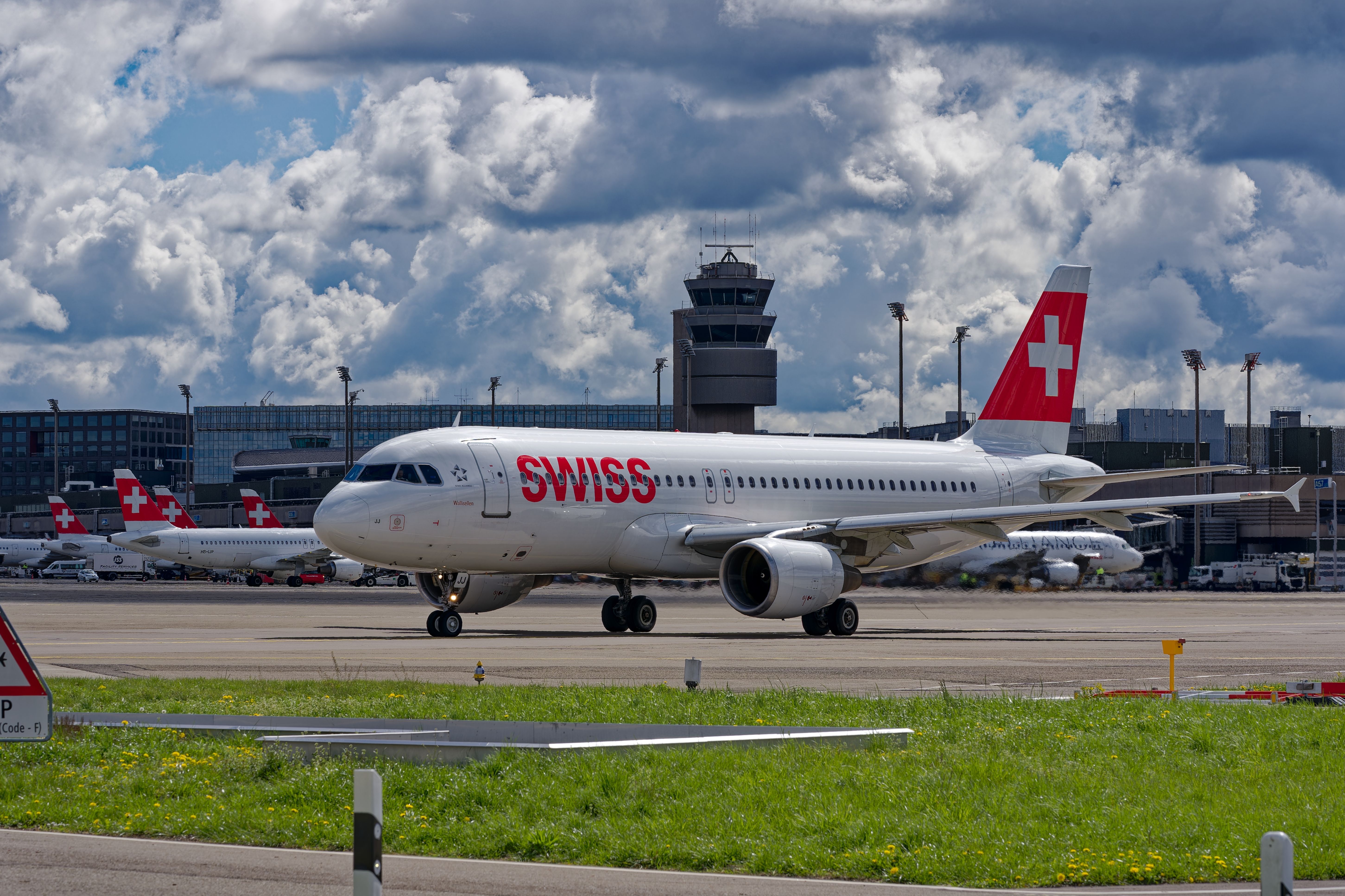 A Swiss aircraft at Zurich Airport.