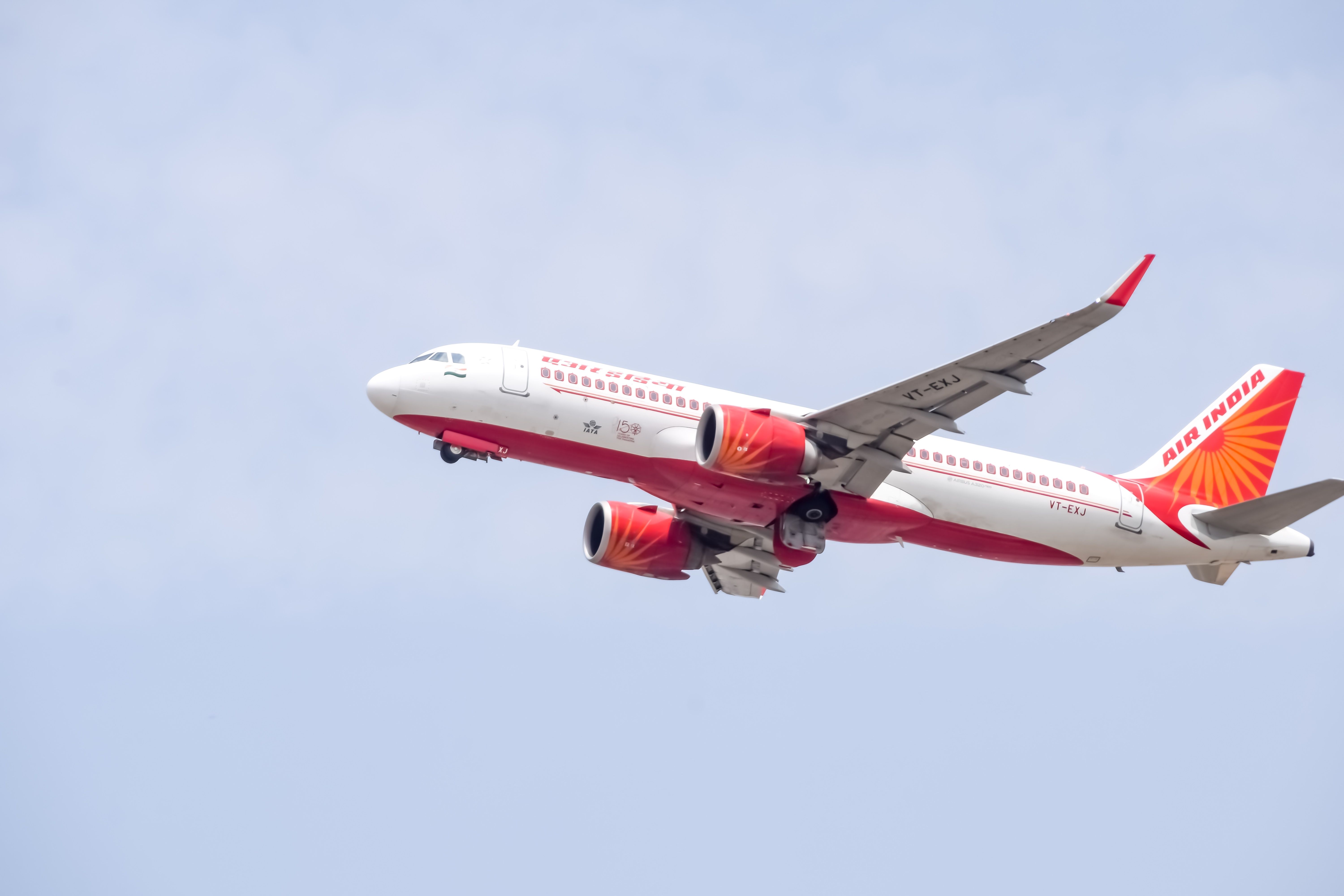 An Air India Airbus A320 takes off from Indra Gandhi International Airport Delhi.