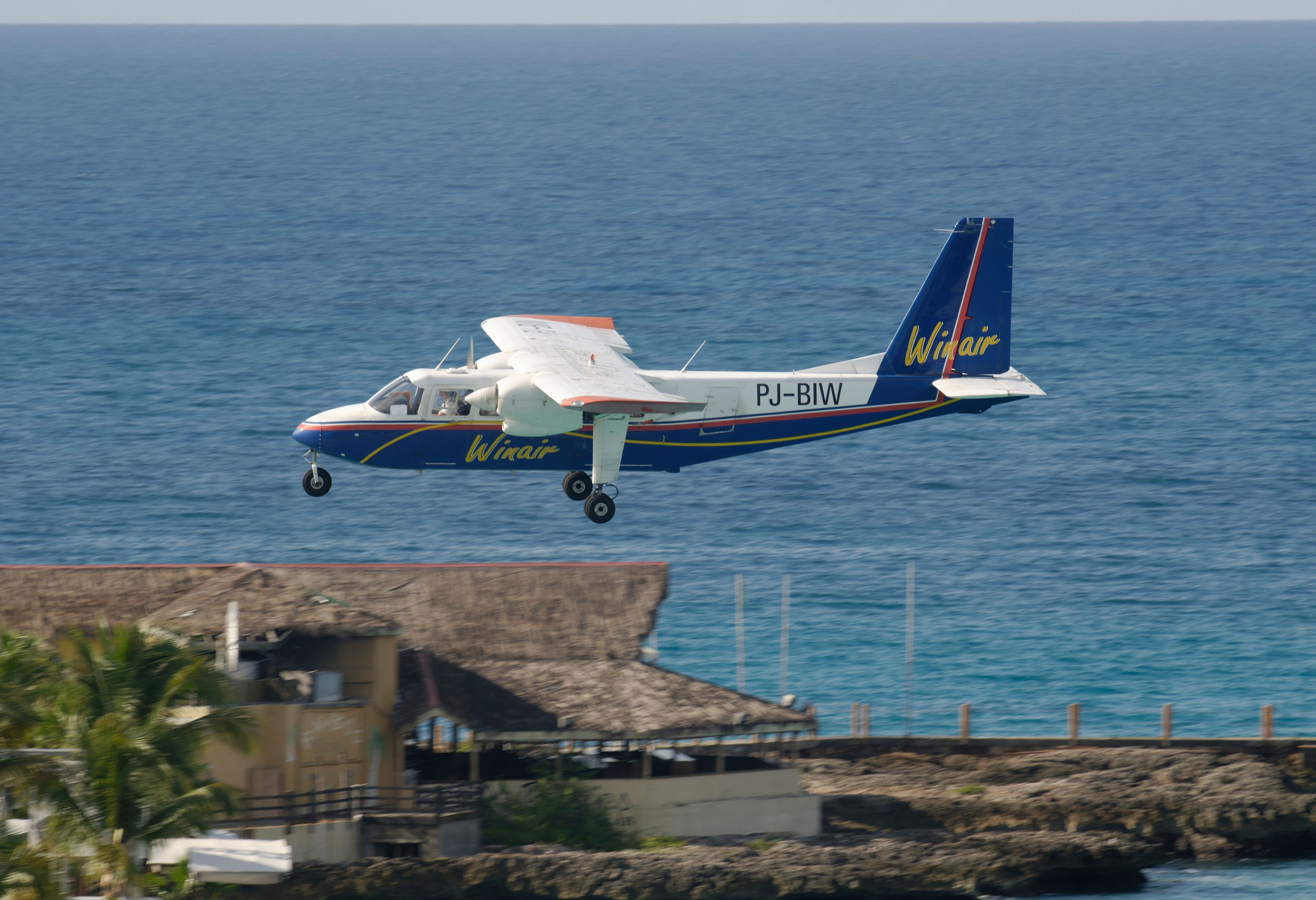 WinAir Britten Norman Islander Landing At St Maarten