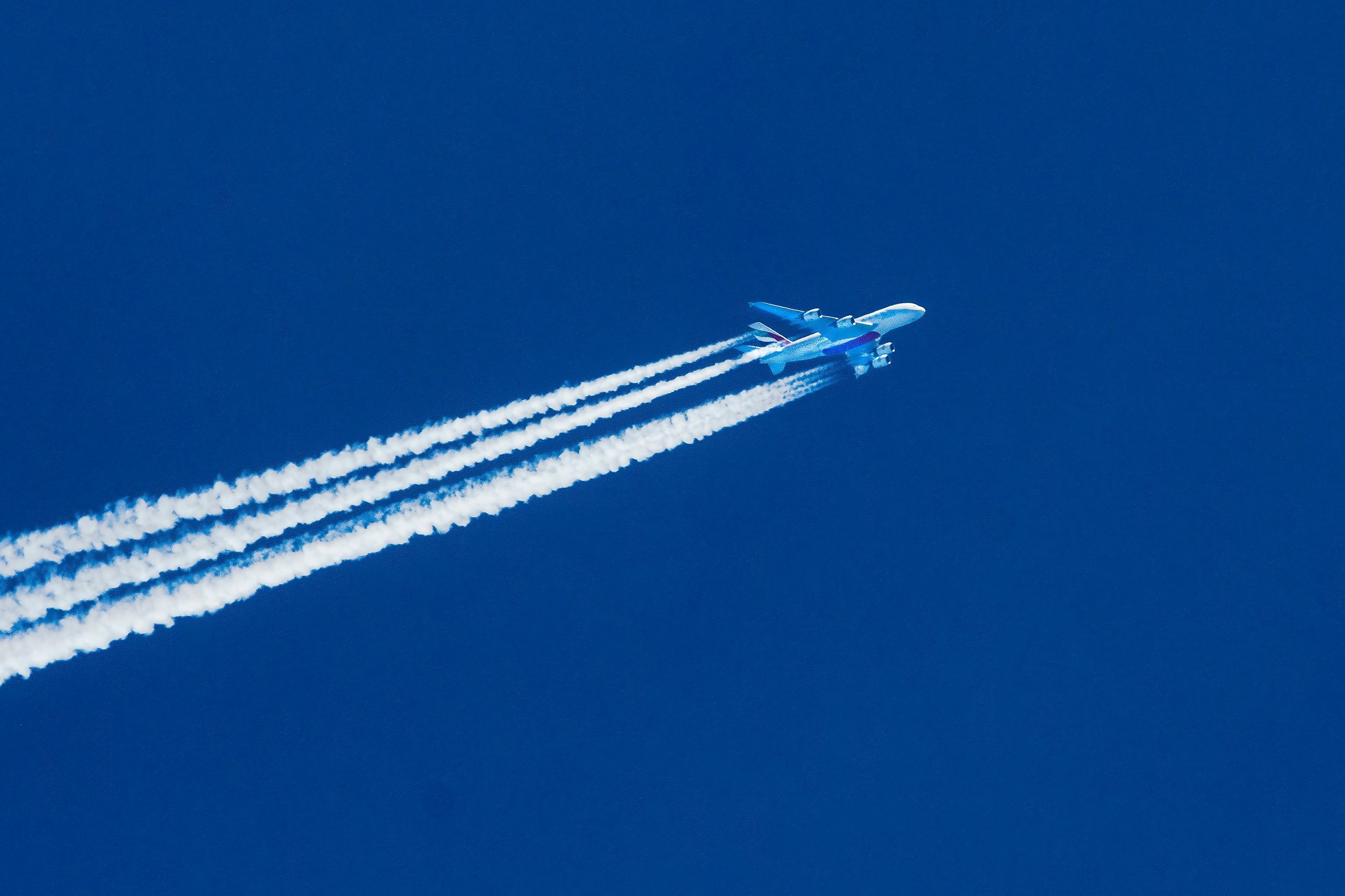 Emirates Airbus A380 Cruising With Contrails
