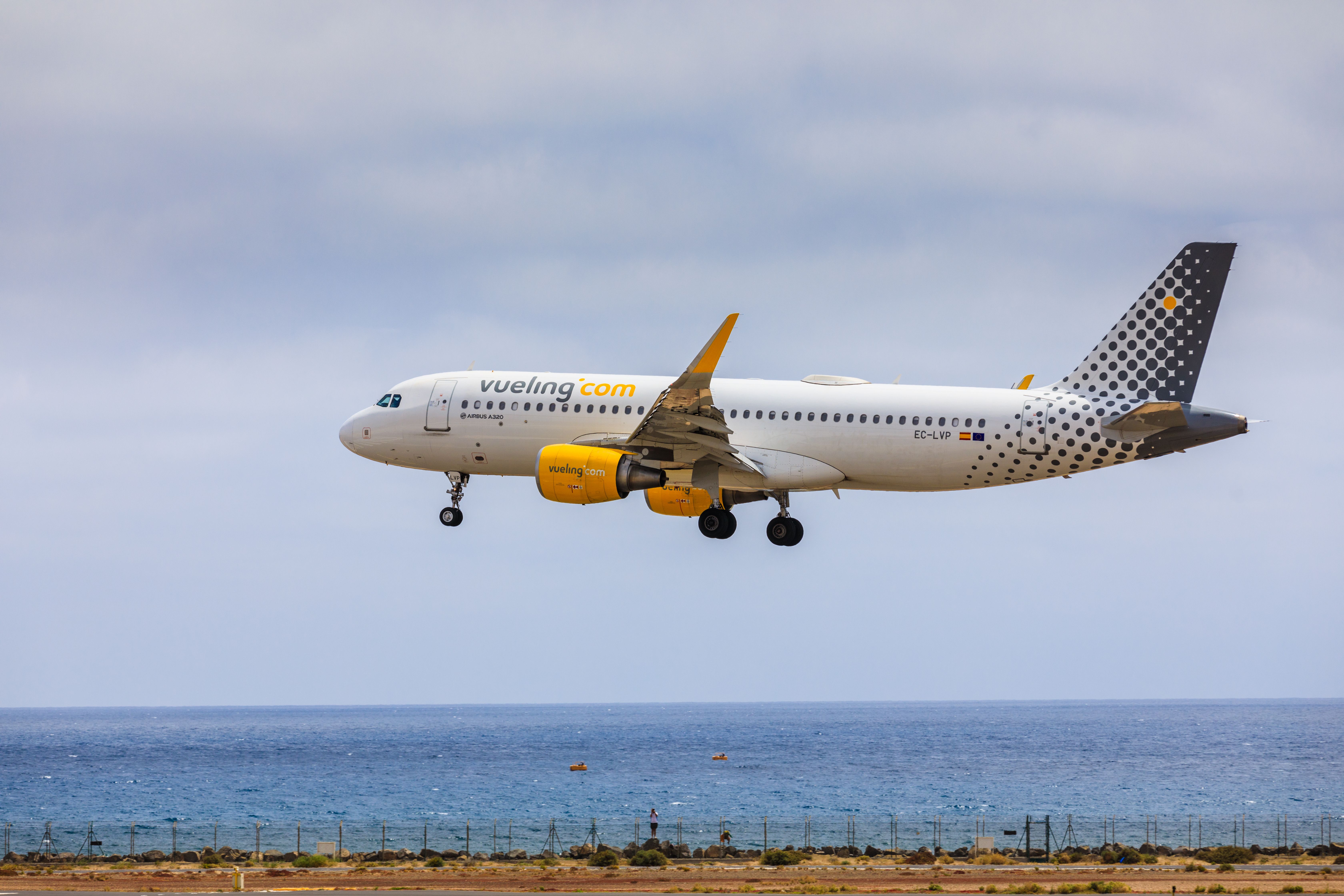 A Vueling Airbus A320 Landing In Lanzarote.