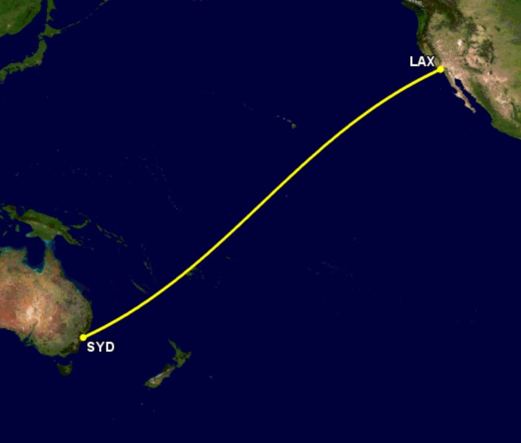 SYD-LAX map