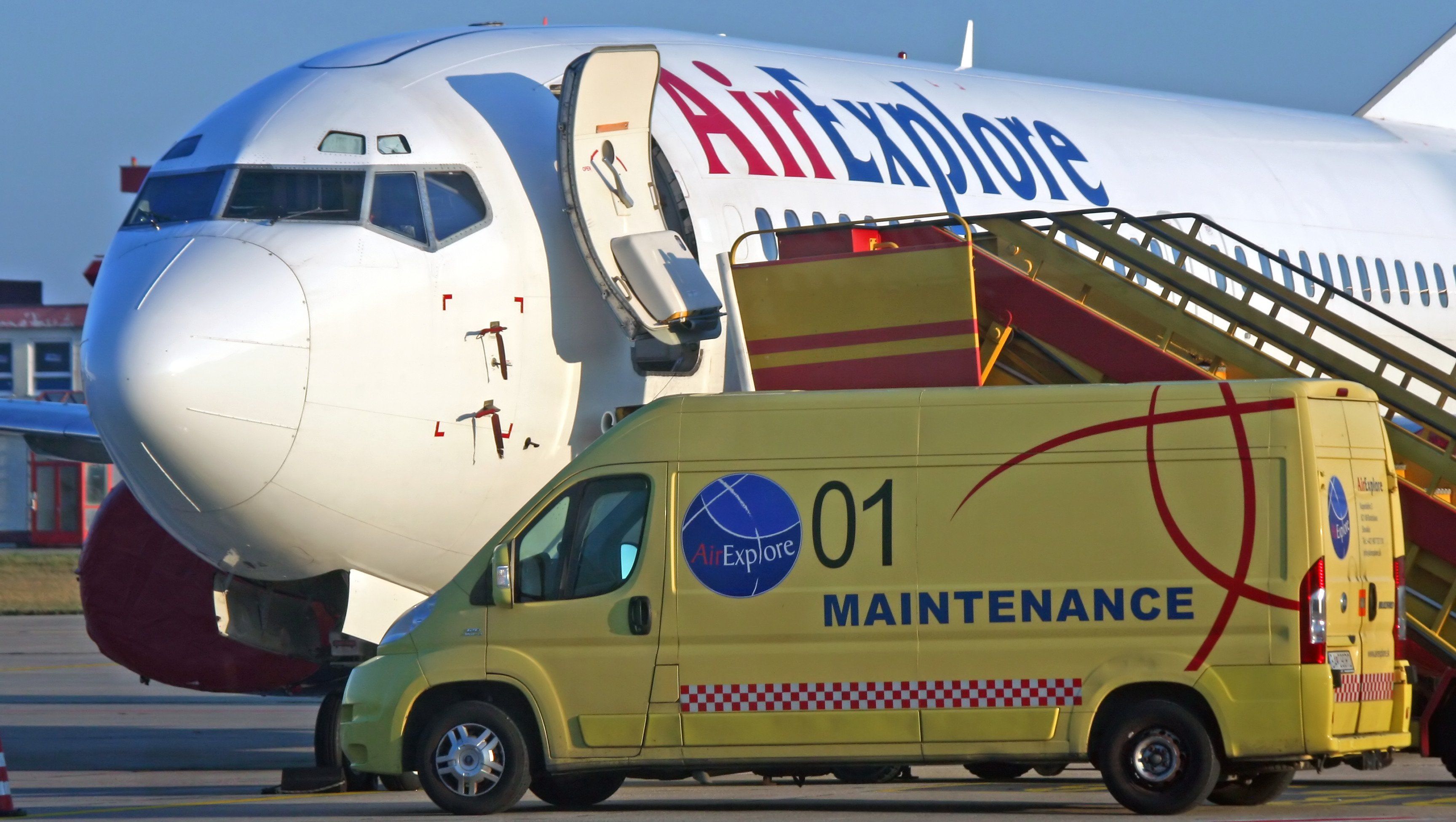 Air Explore aircraft and maintenance truck
