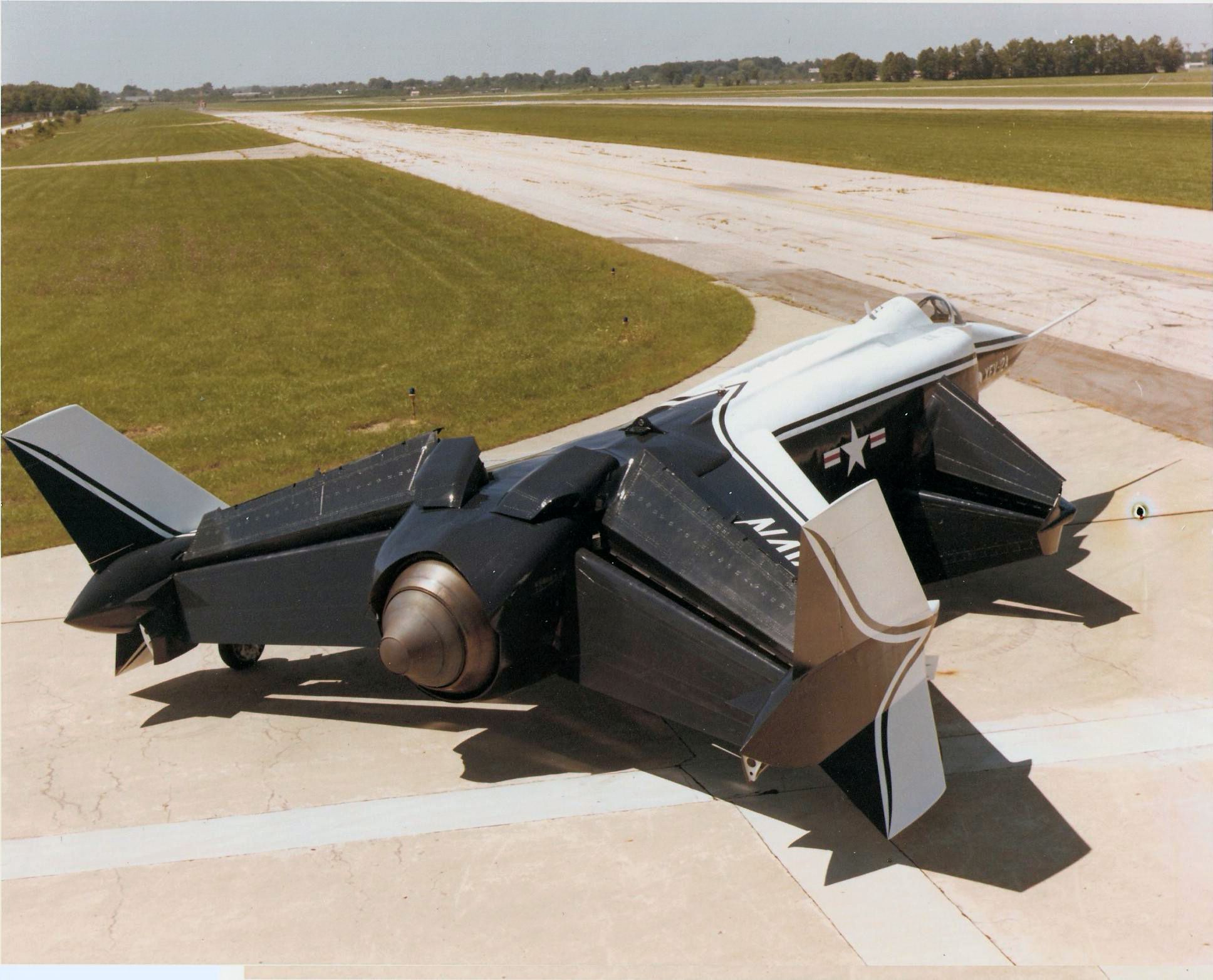 A Rockwell XFV-12 about to takeoff from Columbus, Ohio.