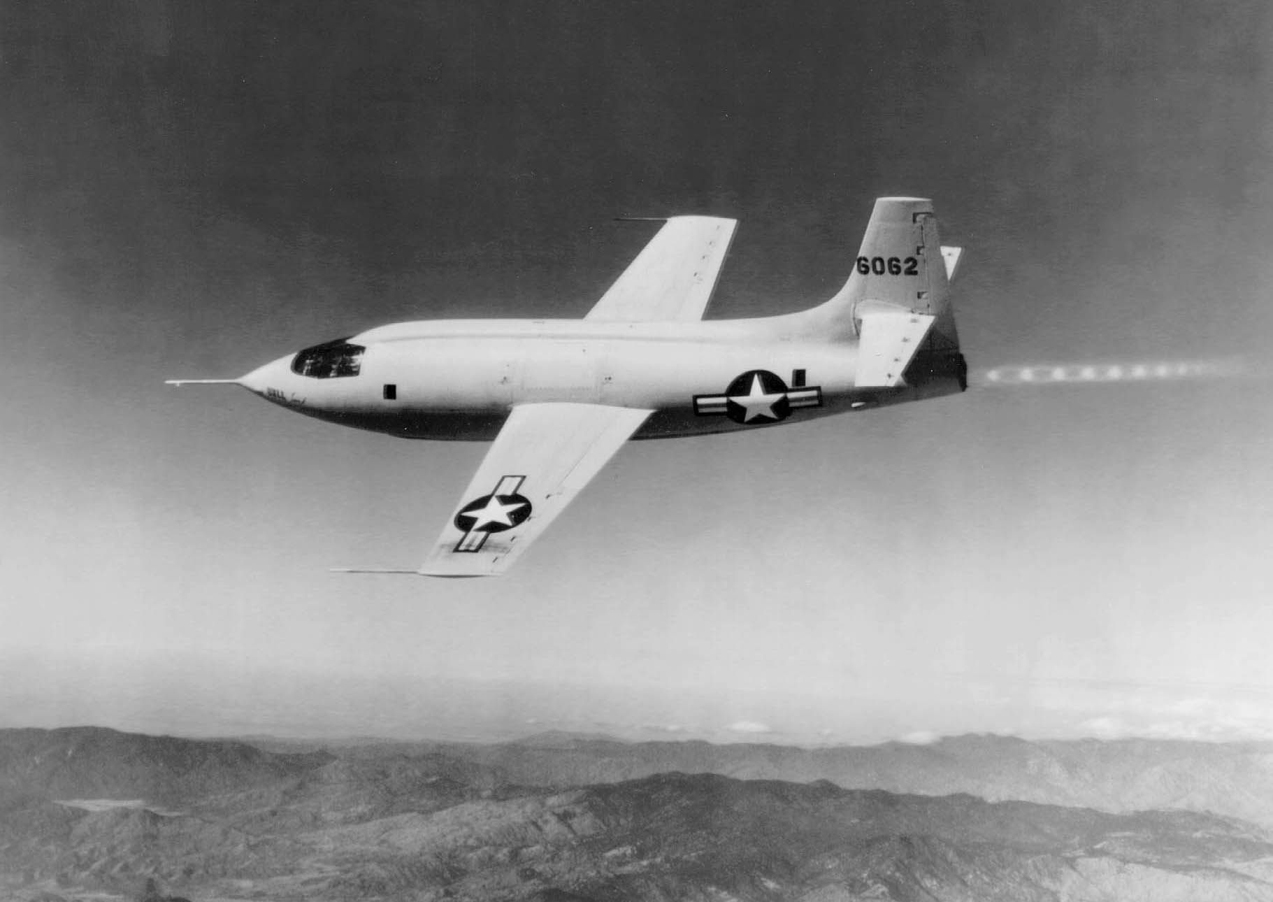 A Bell X-1 flying in the sky.