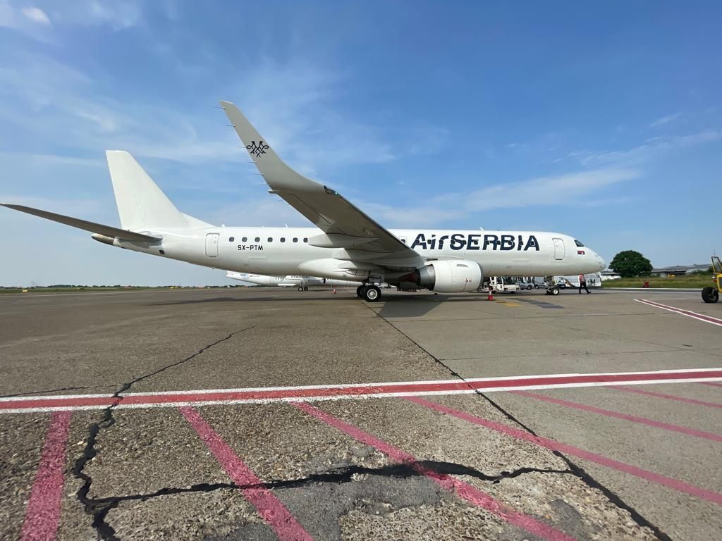 Air Serbia's first Embraer E190 aircraft.