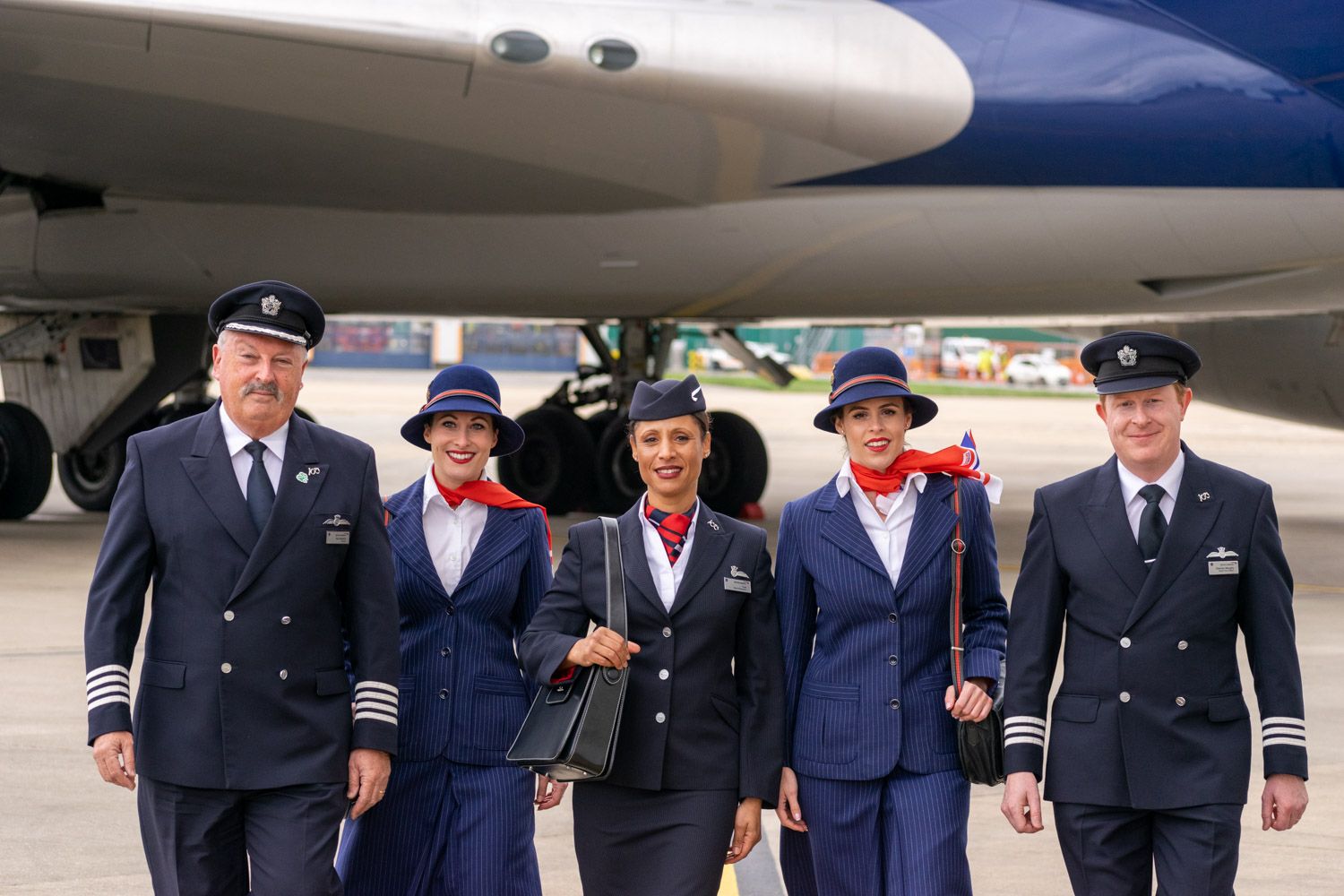 Multiple British Airways crew members.