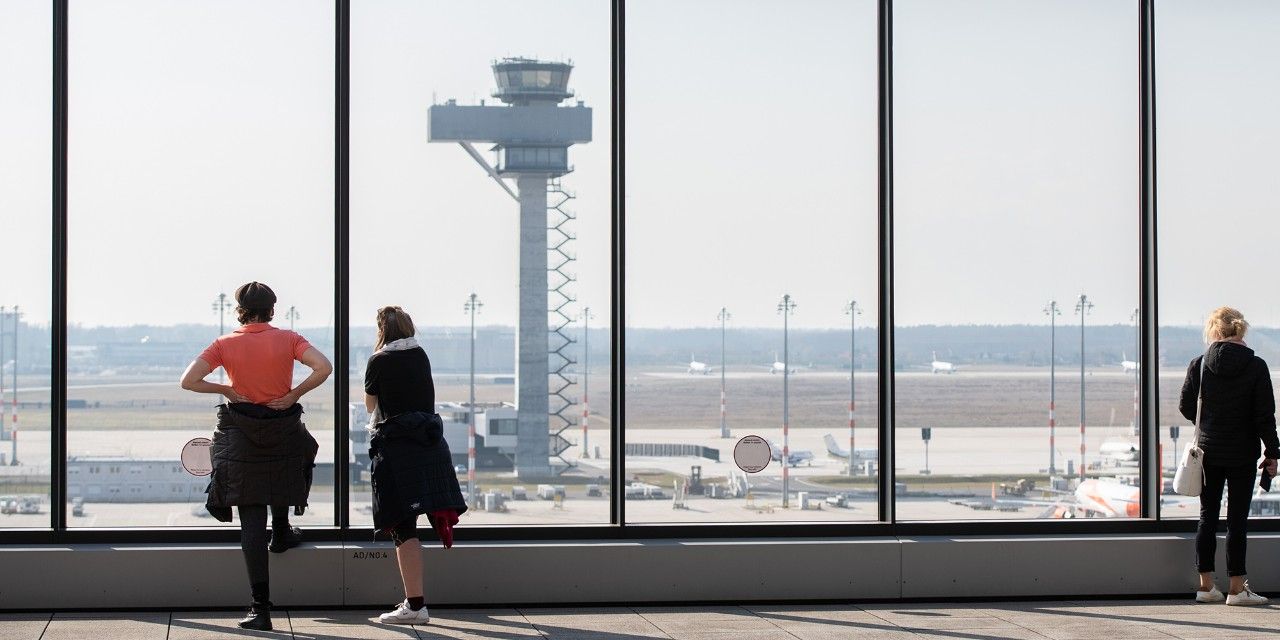 Standing at the observation terrace at Berlin Brandenburg Airport.