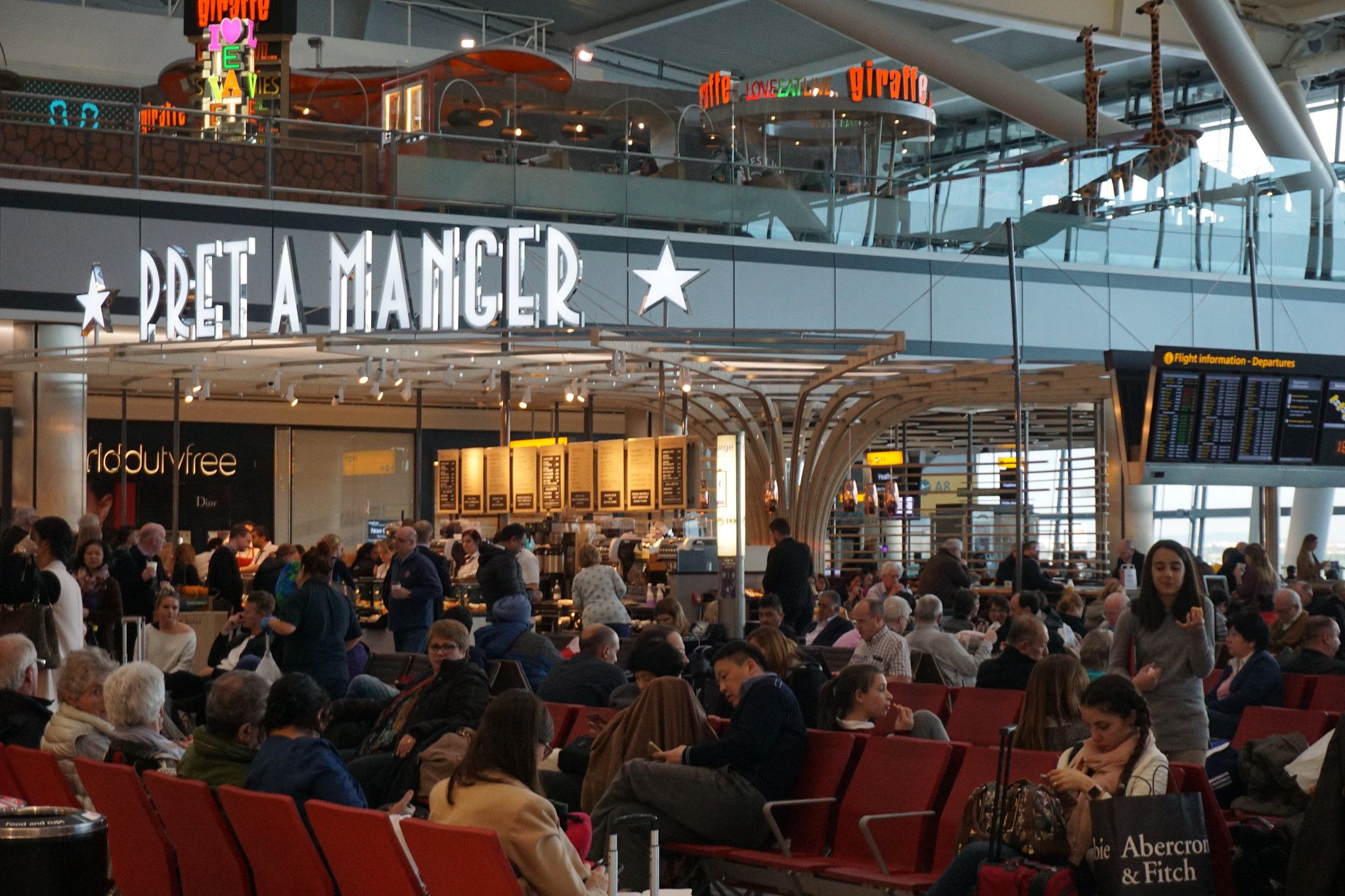 View from inside the London Heathrow Terminal 5 departure area.