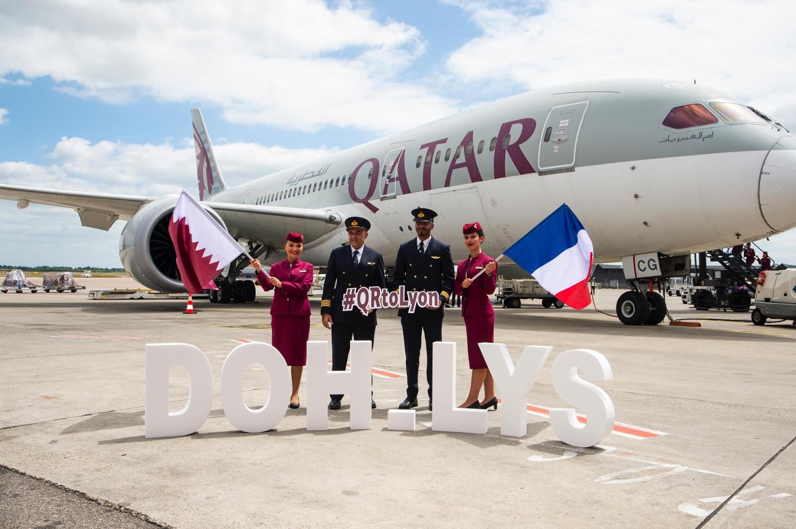Qatar Airways inaugural flight to Lyon.