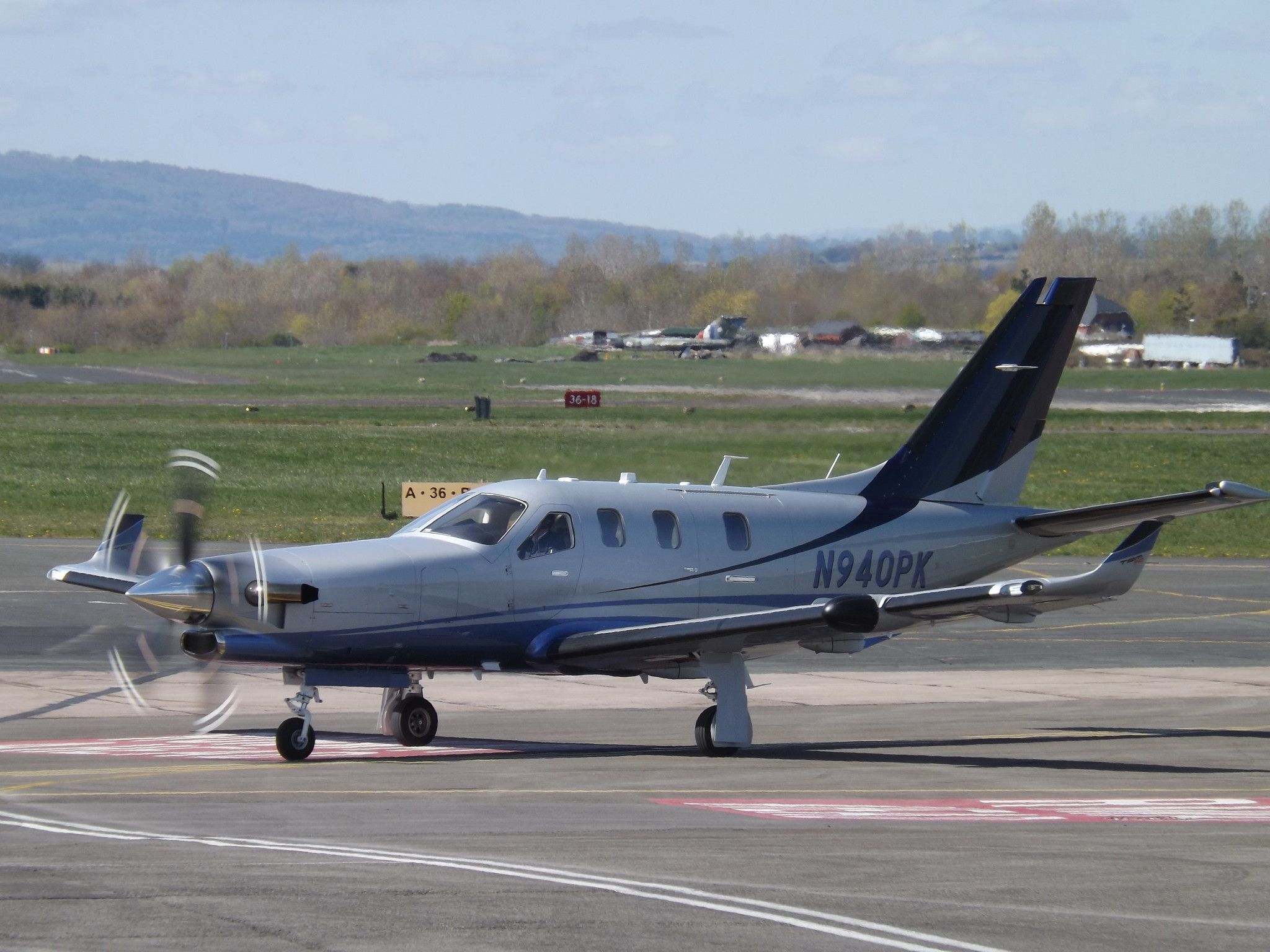 A Daher TBM 940 taxiing to the runway.