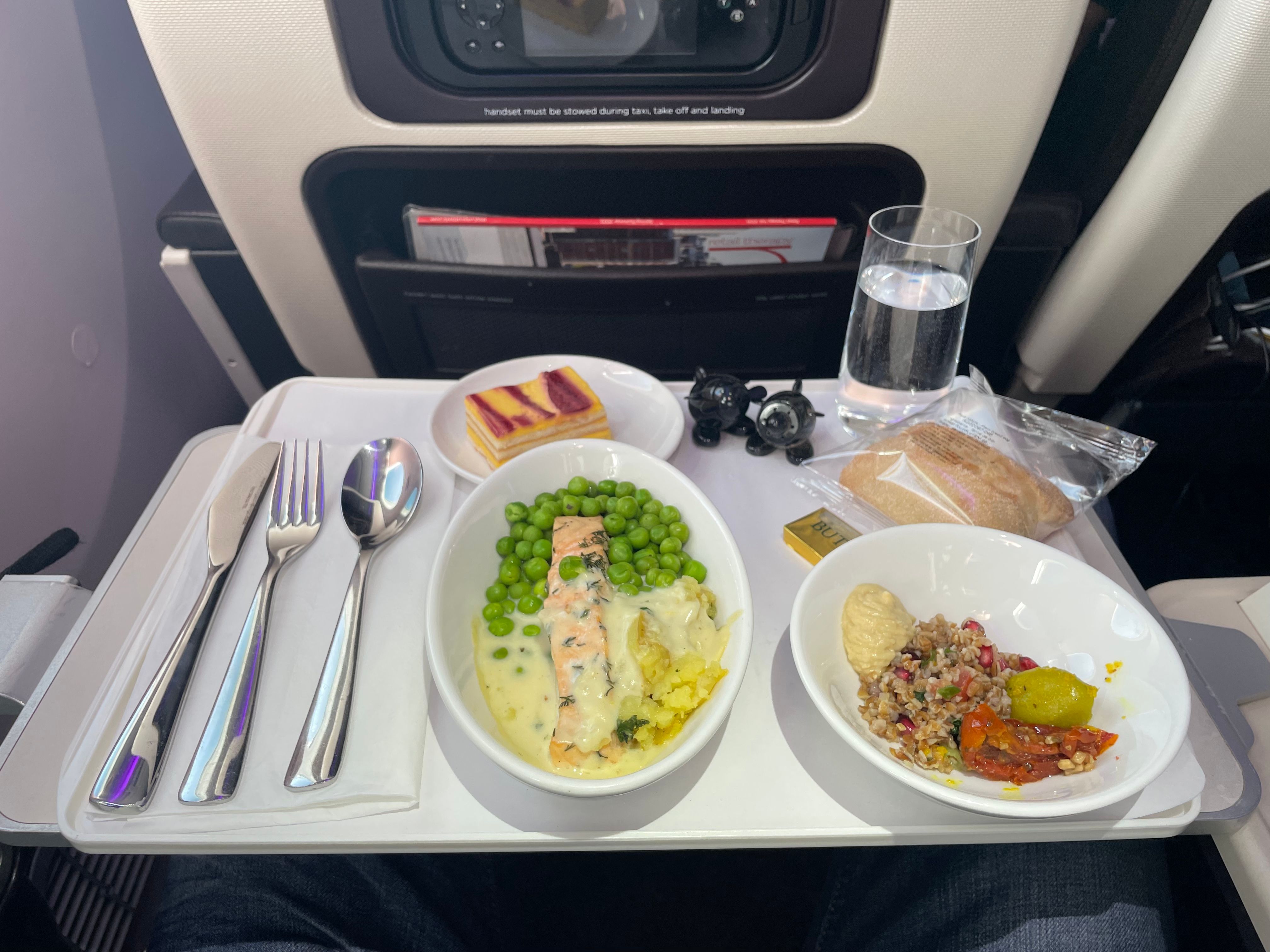 A Virgin Atlantic premium economy meal